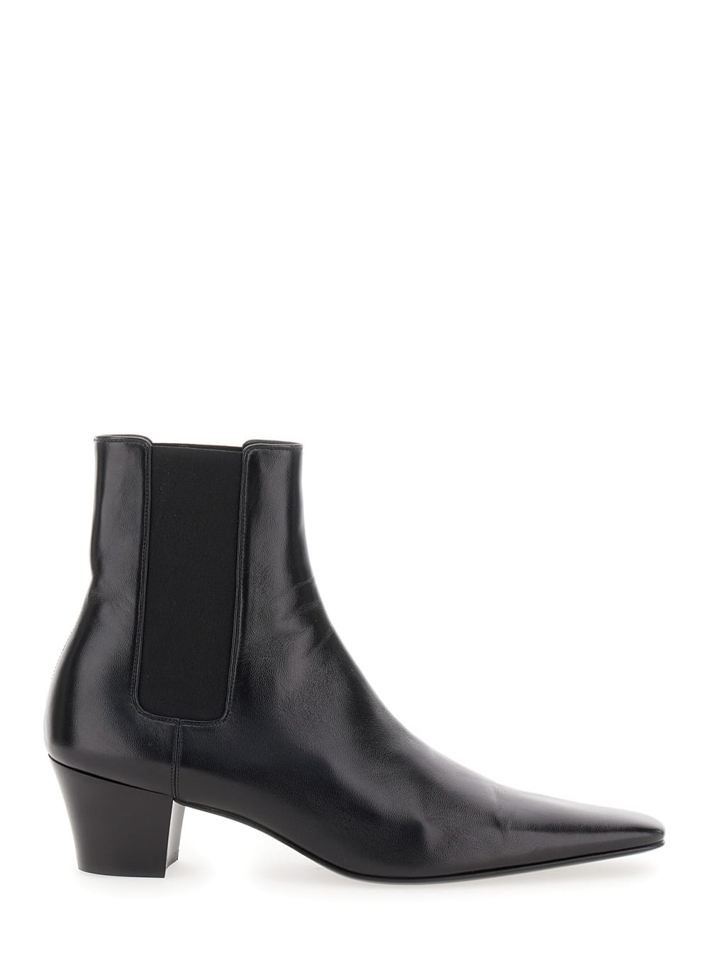 Shop Saint Laurent Rainer Black Chelsea Boots With Cuban Heel In Smooth Leather Man