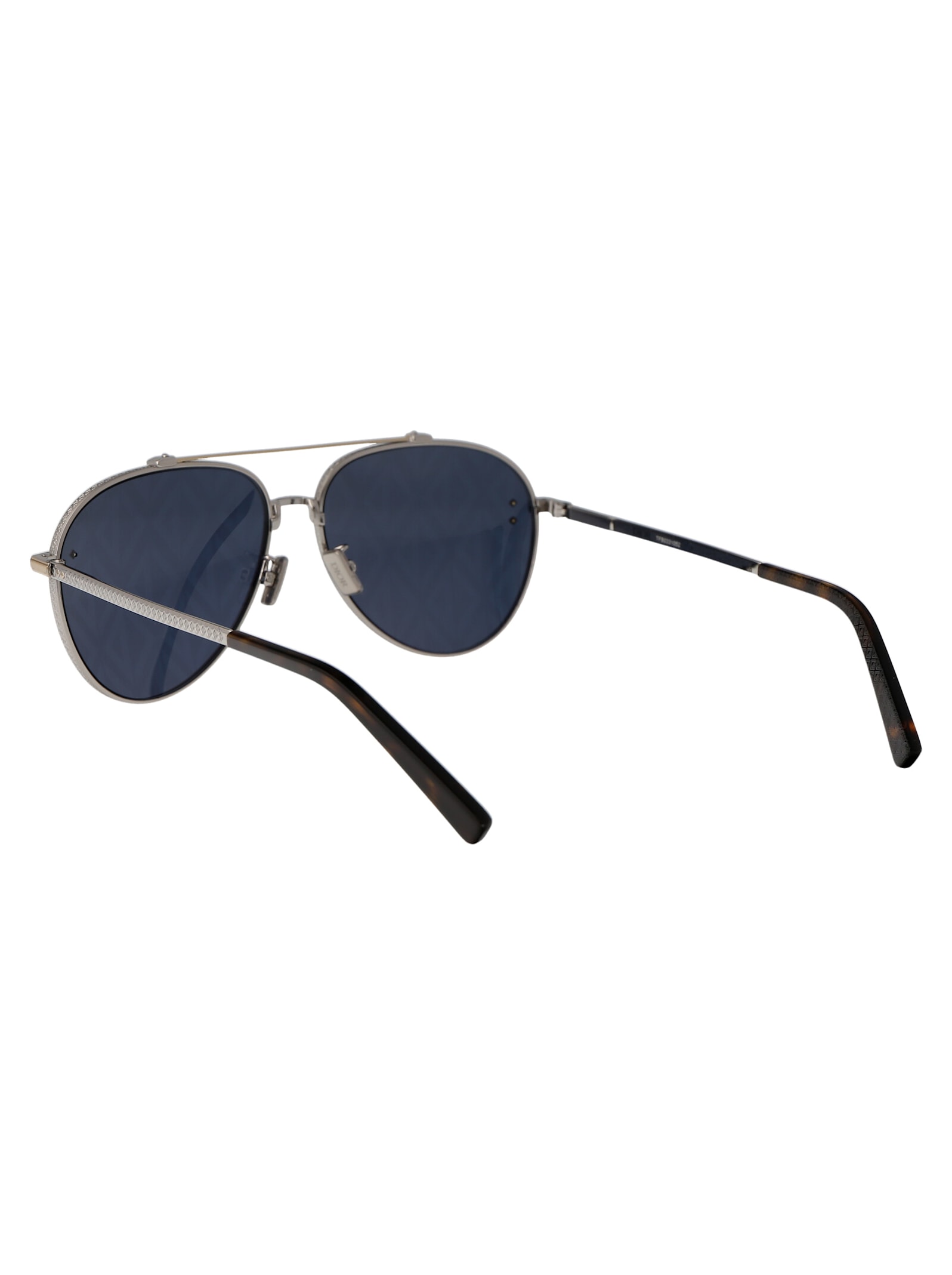 Shop Dior Cd Diamond A1u Sunglasses In F2b4 Shiny Palladium / Blue