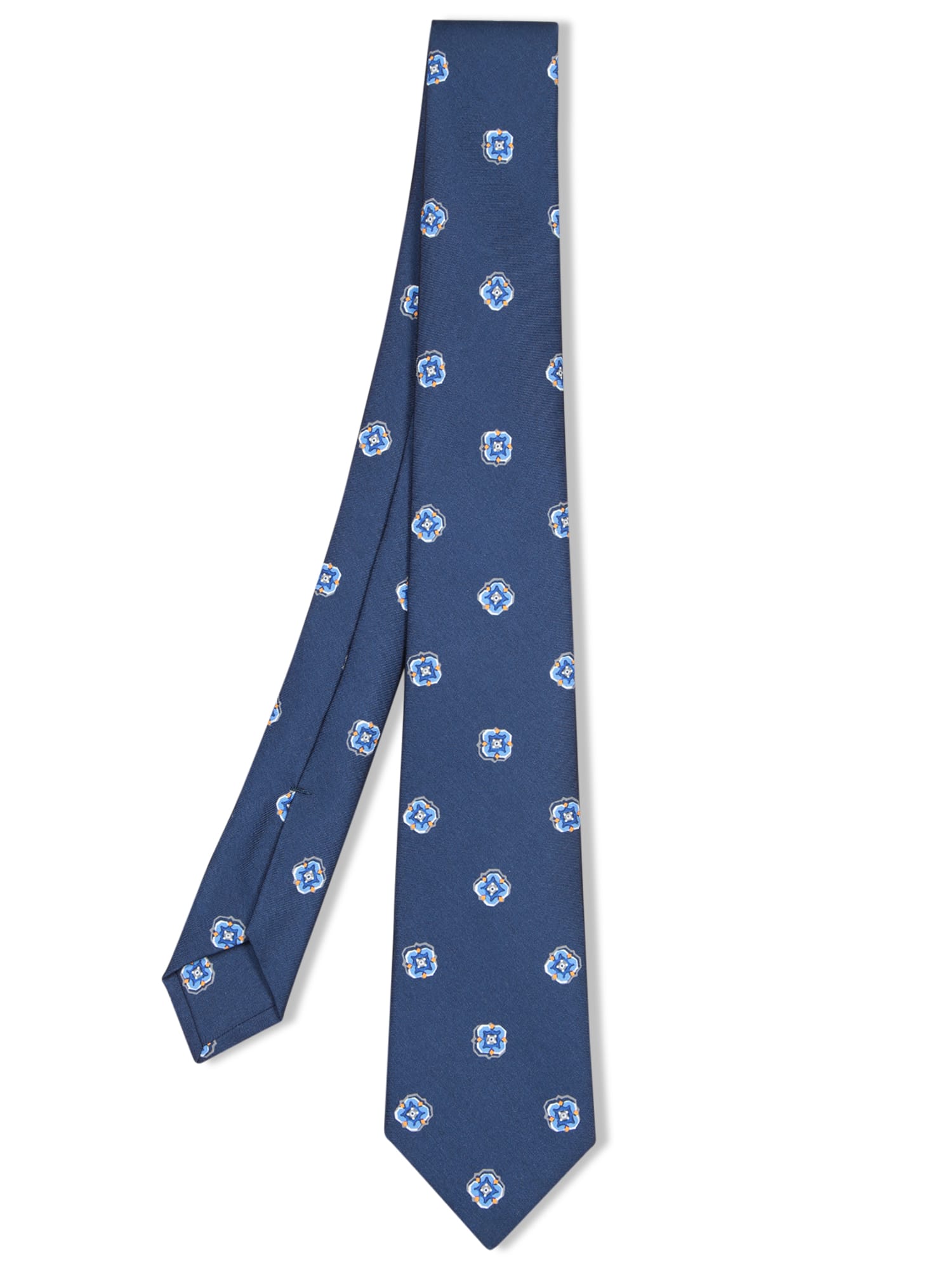 Floral Pattern Blue Tie