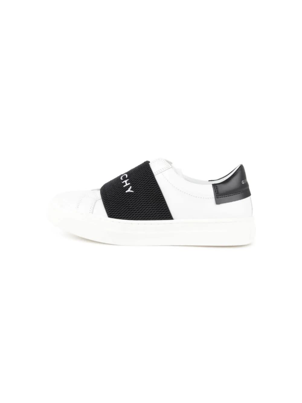 Shop Givenchy White Urban Street Sneakers With Black Logo Band