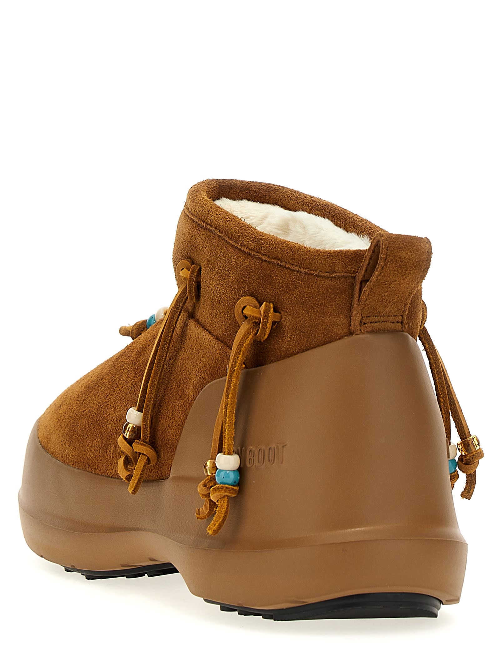 Moon Boot Mb Luna Low Suede Low Heels Ankle Boots In Leather Color Suede In Brown