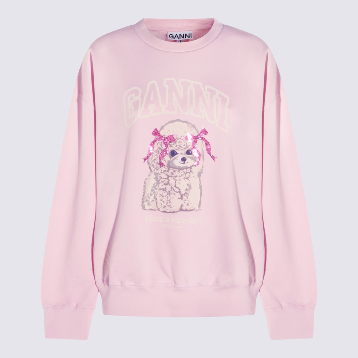 Ganni Chalk Pink Cotton Sweatshirt In Pink