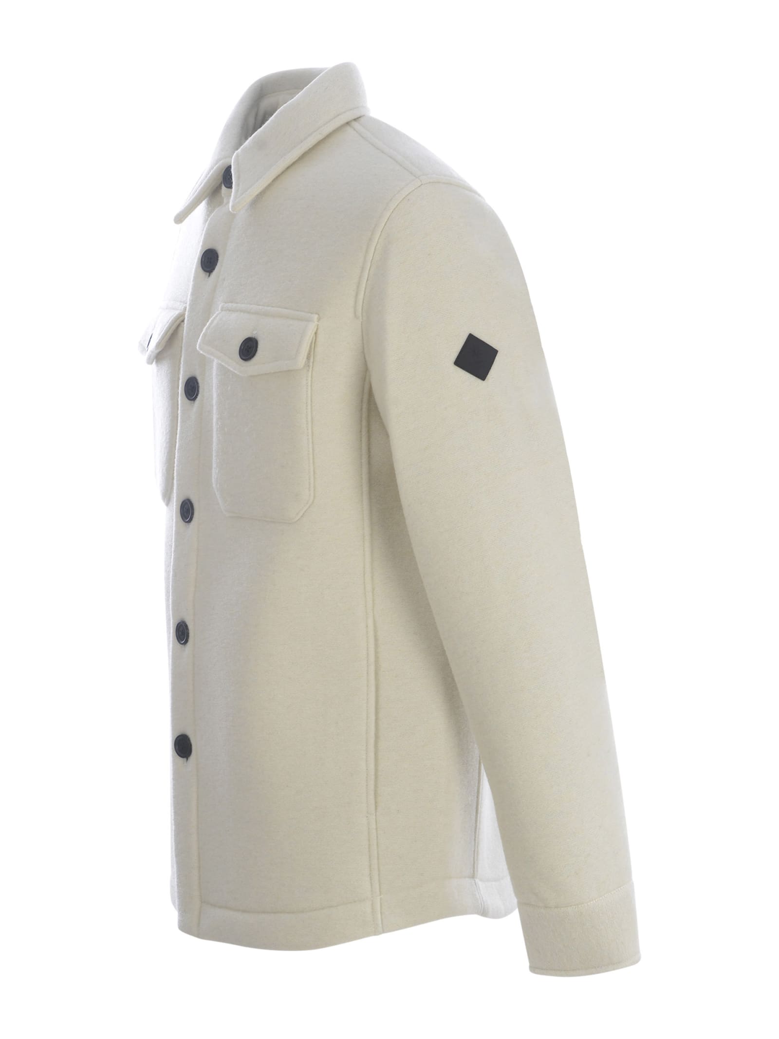 Shop Manuel Ritz Shirt Jacket  In Wool Blend In Crema