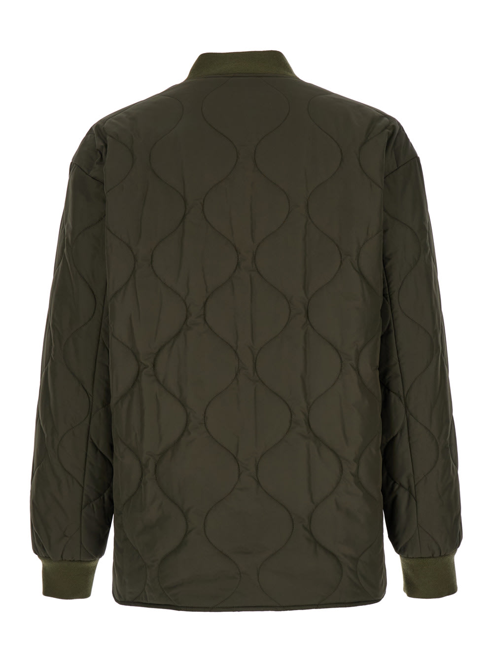 Shop Apc Florent Military Green Jacket With Snap Buttons In Quilted Fabric Man