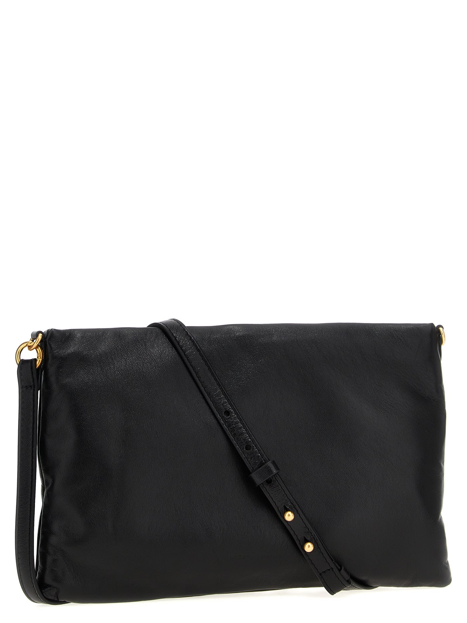 Shop Dries Van Noten Logo Leather Clutch Bag In Black