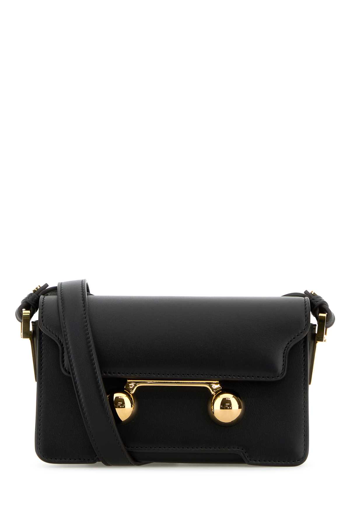 Shop Marni Black Leather Mini Trunkaroo Crossbody Bag