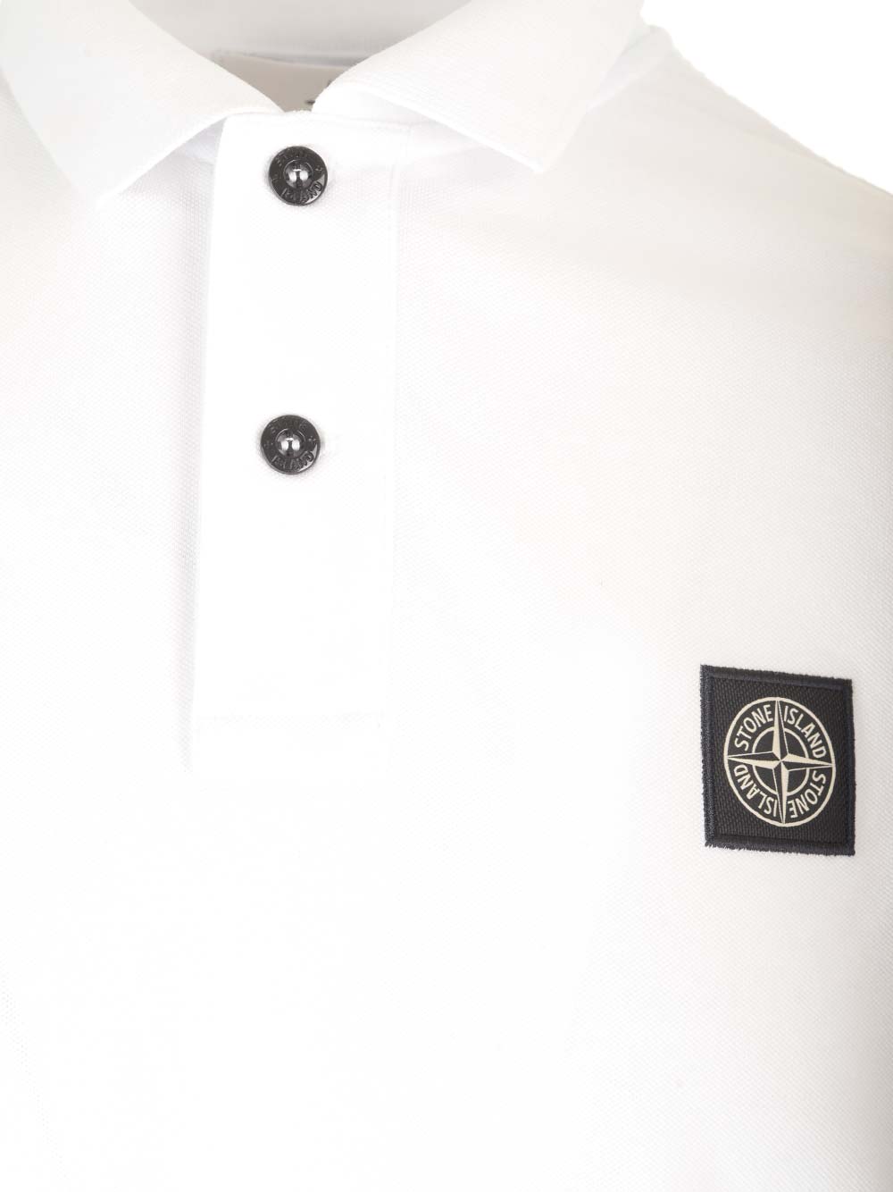 Shop Stone Island Logo Patched Regular Polo Shirt In White