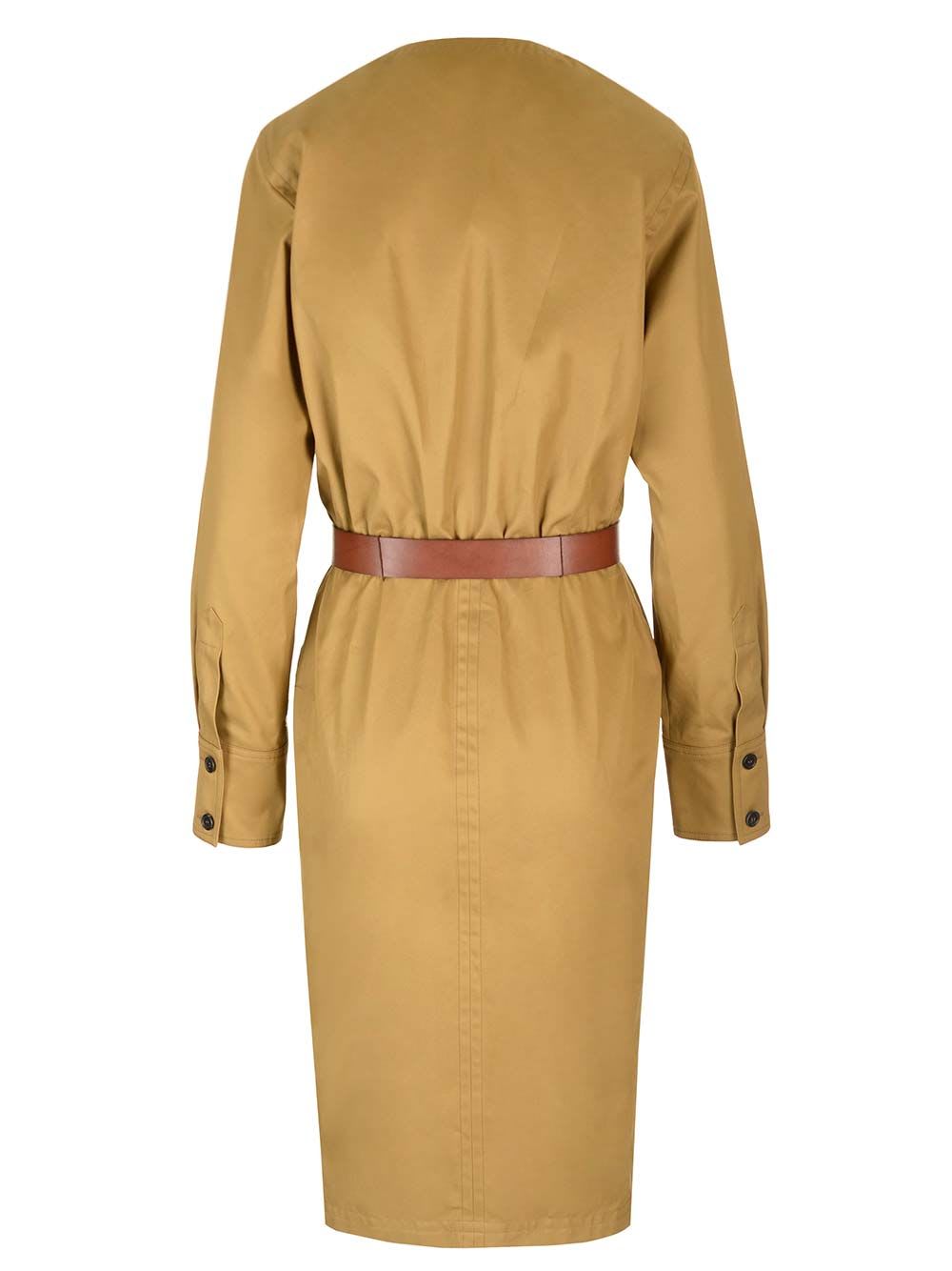 Saint Laurent Wrap Midi Dress In Beige