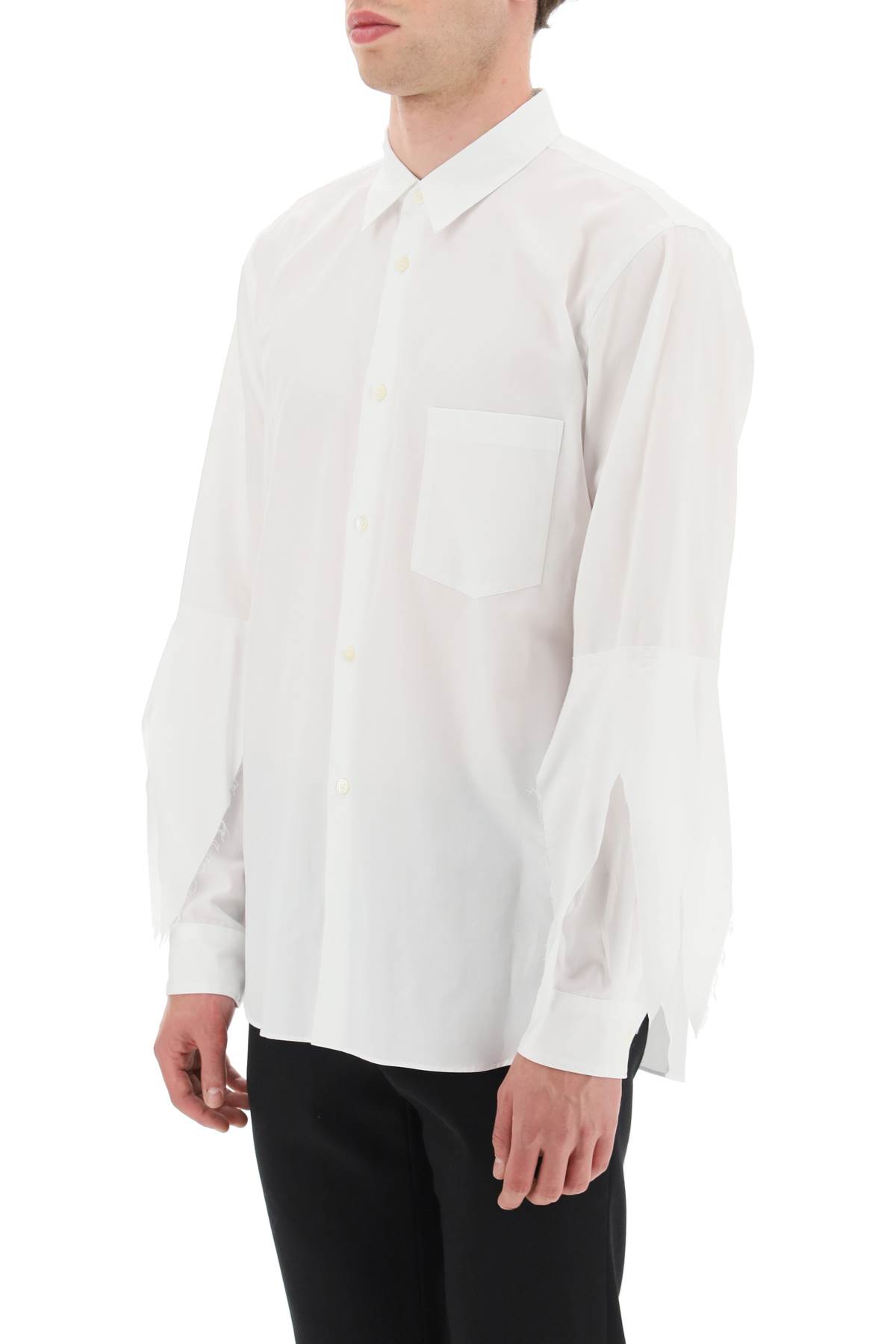 Shop Comme Des Garçons Homme Deux Spiked Frayed-sleeved Shirt In White (white)