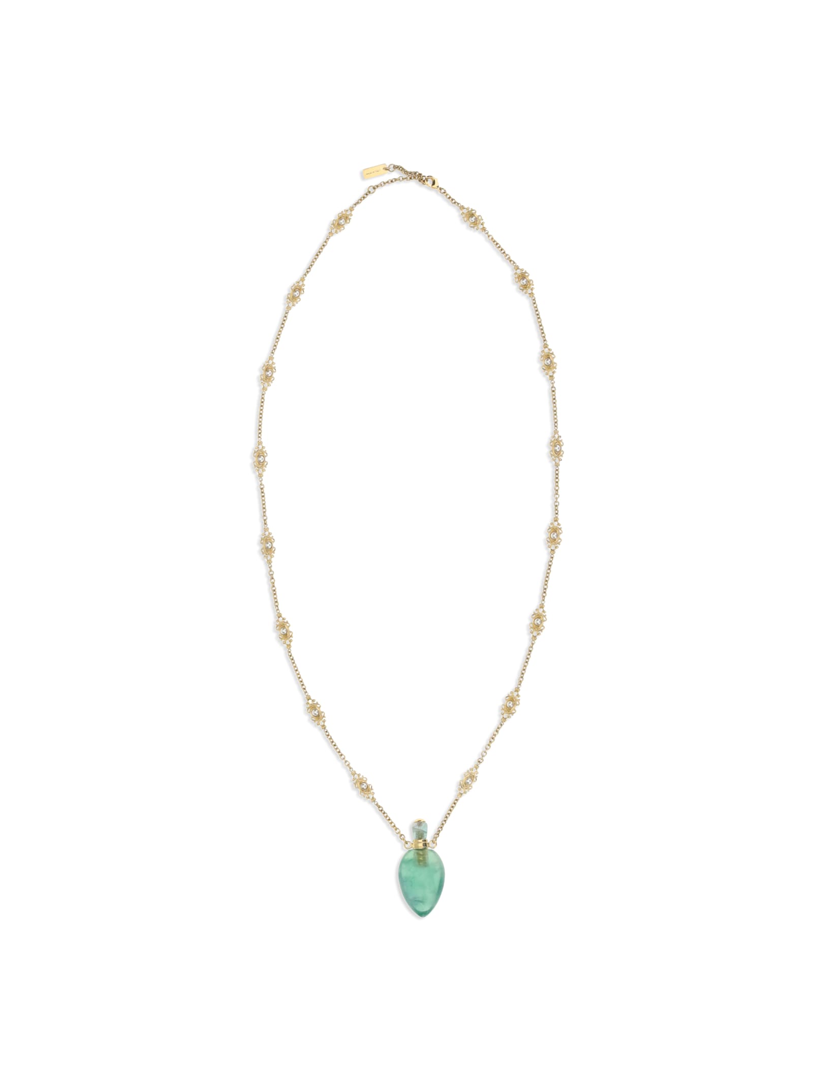 Chloé Gold Metal Necklace Featuring Gemstone Pendant In Gold