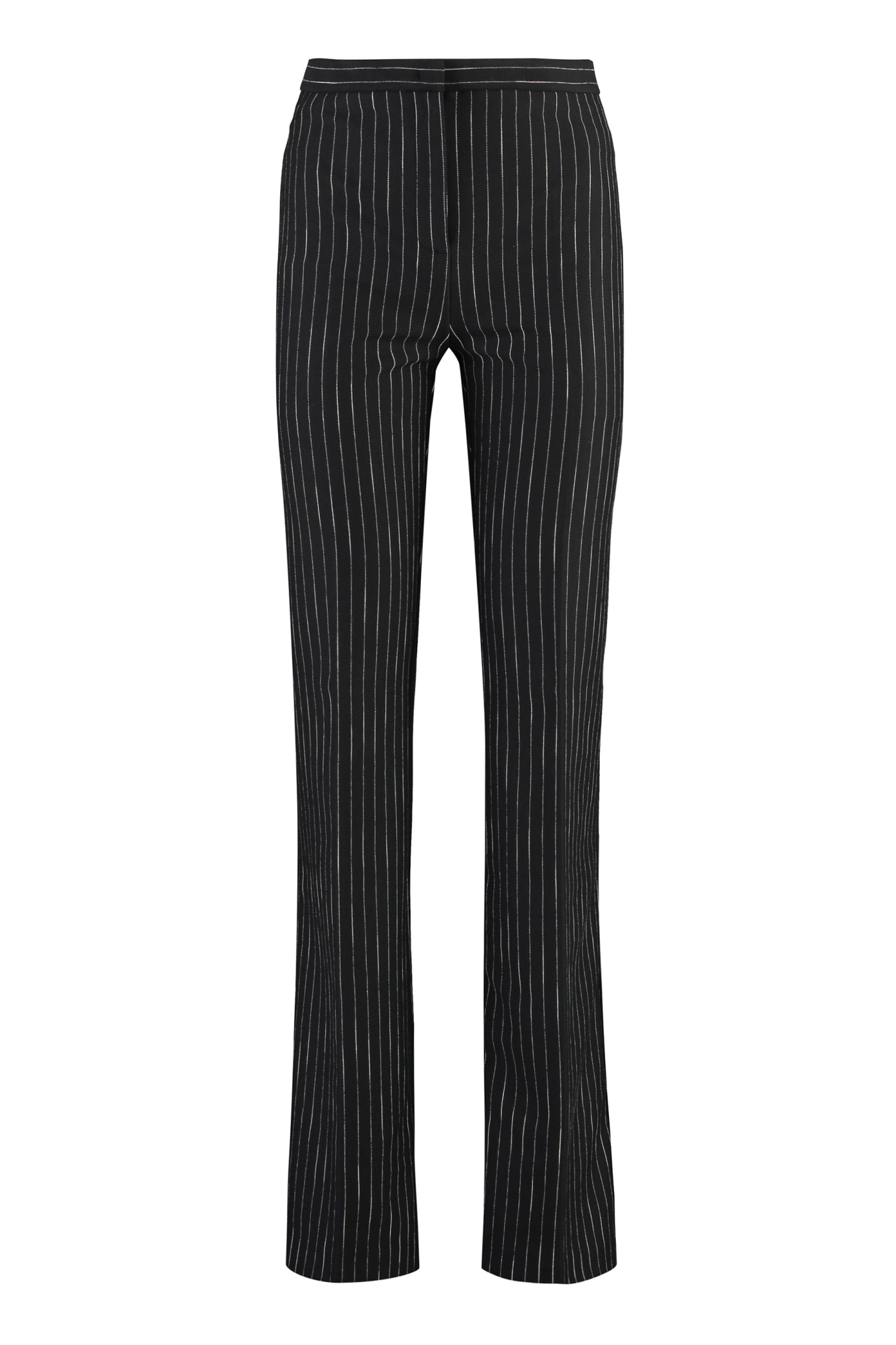Shop Pinko Flared Viscose Trousers In Black