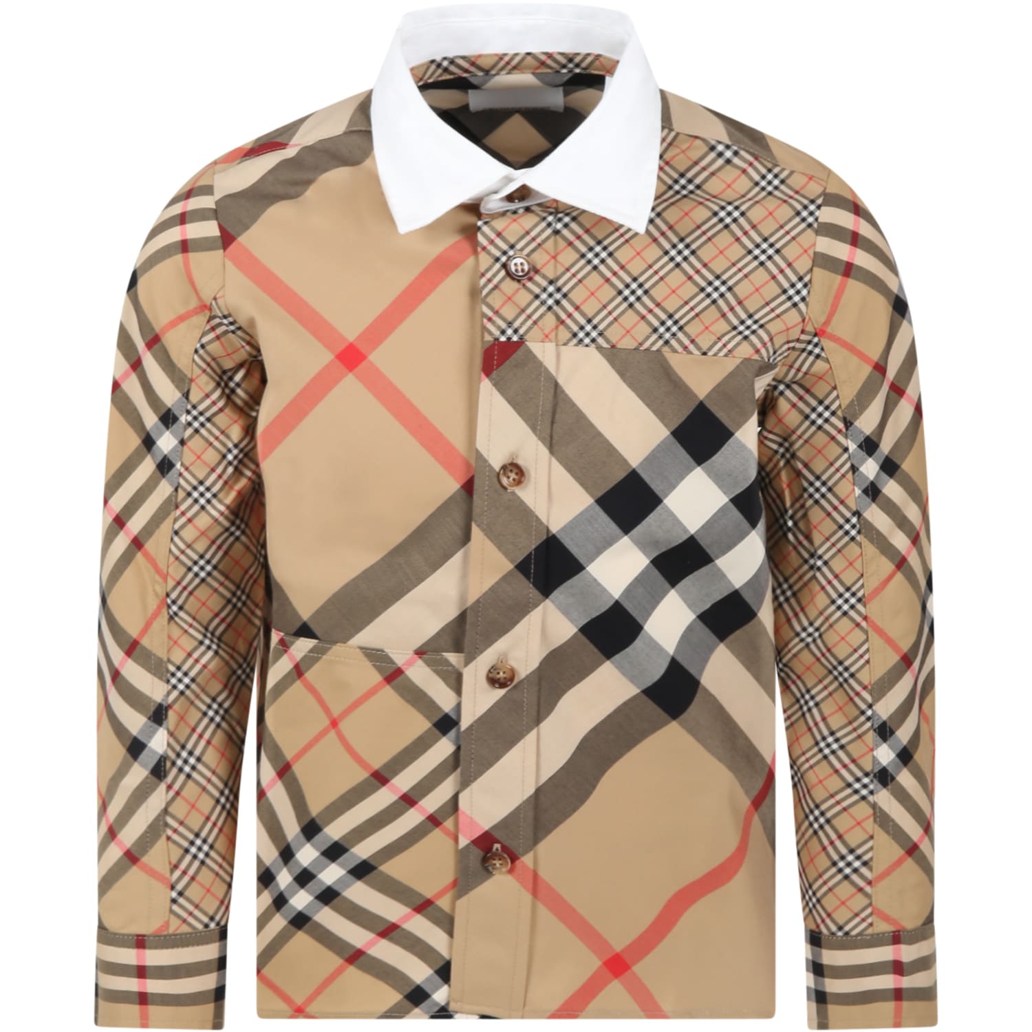 Burberry Beige Shirt For Boy With Vintage Check