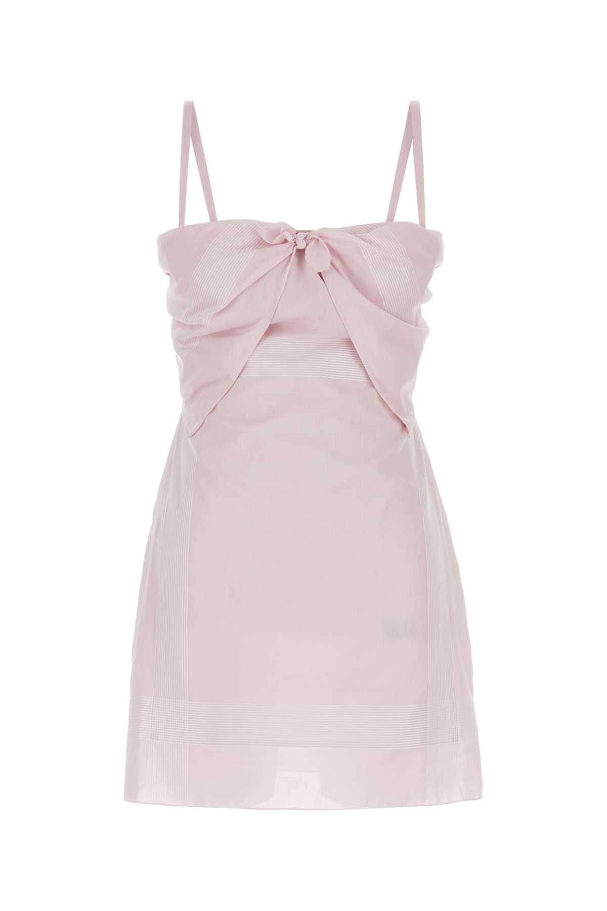 Shop Prada Pastel Pink Cotton Mini Dress In Alabastro