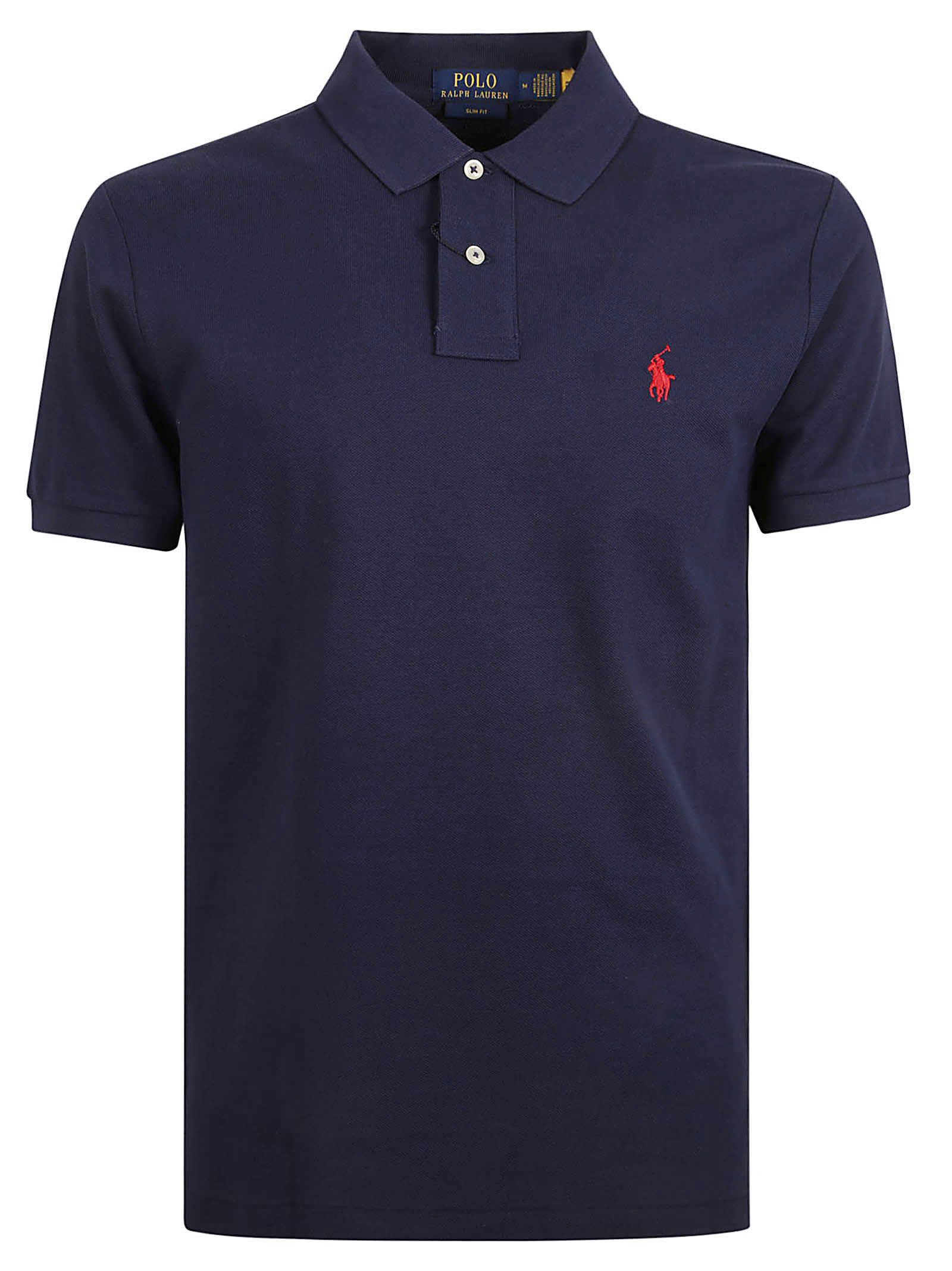 Shop Polo Ralph Lauren Logo Embroidered Regular Polo Shirt In Blue