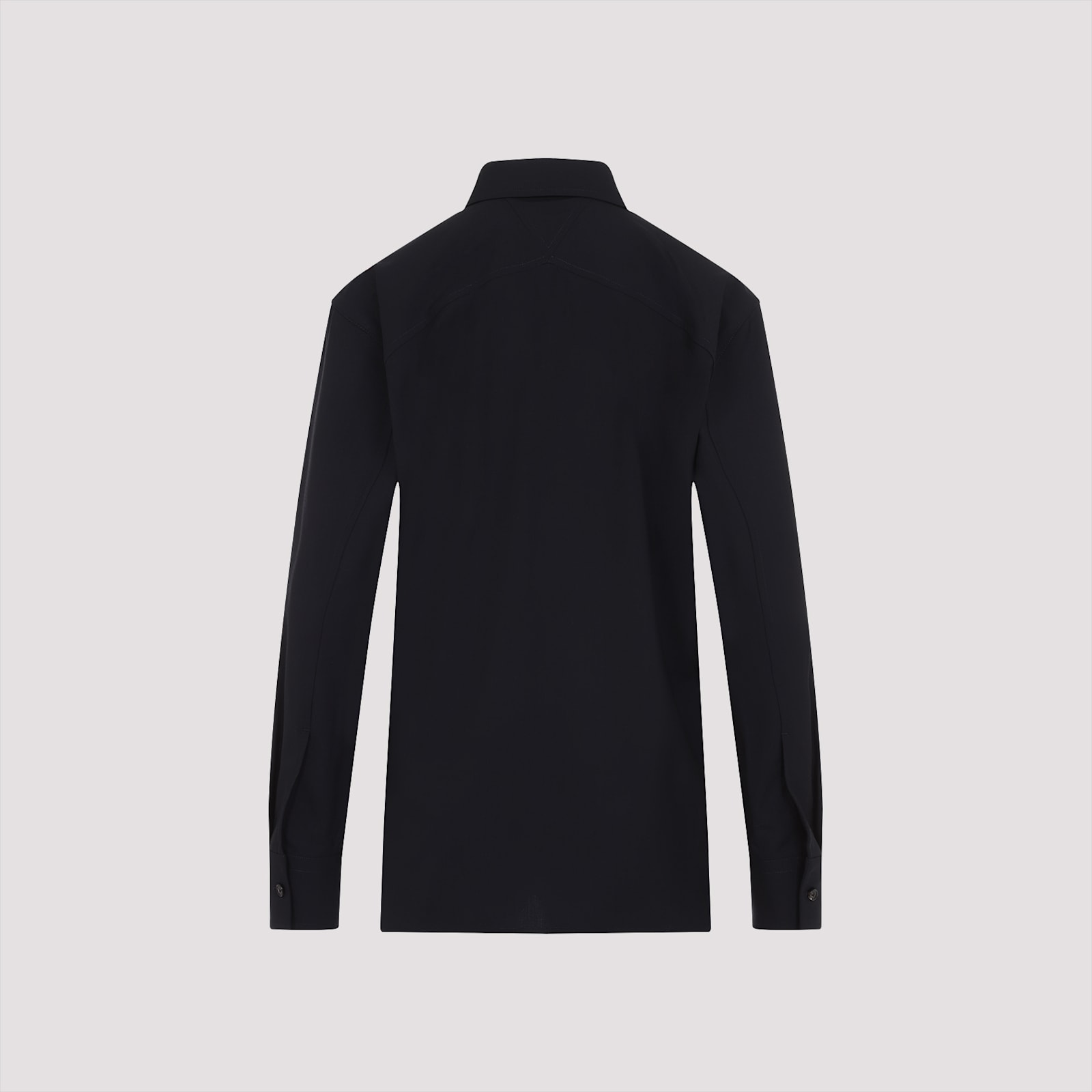 Bottega Veneta Wool Shirt With Buttoned Cuffs And Chest Pocket In Midnight Blue