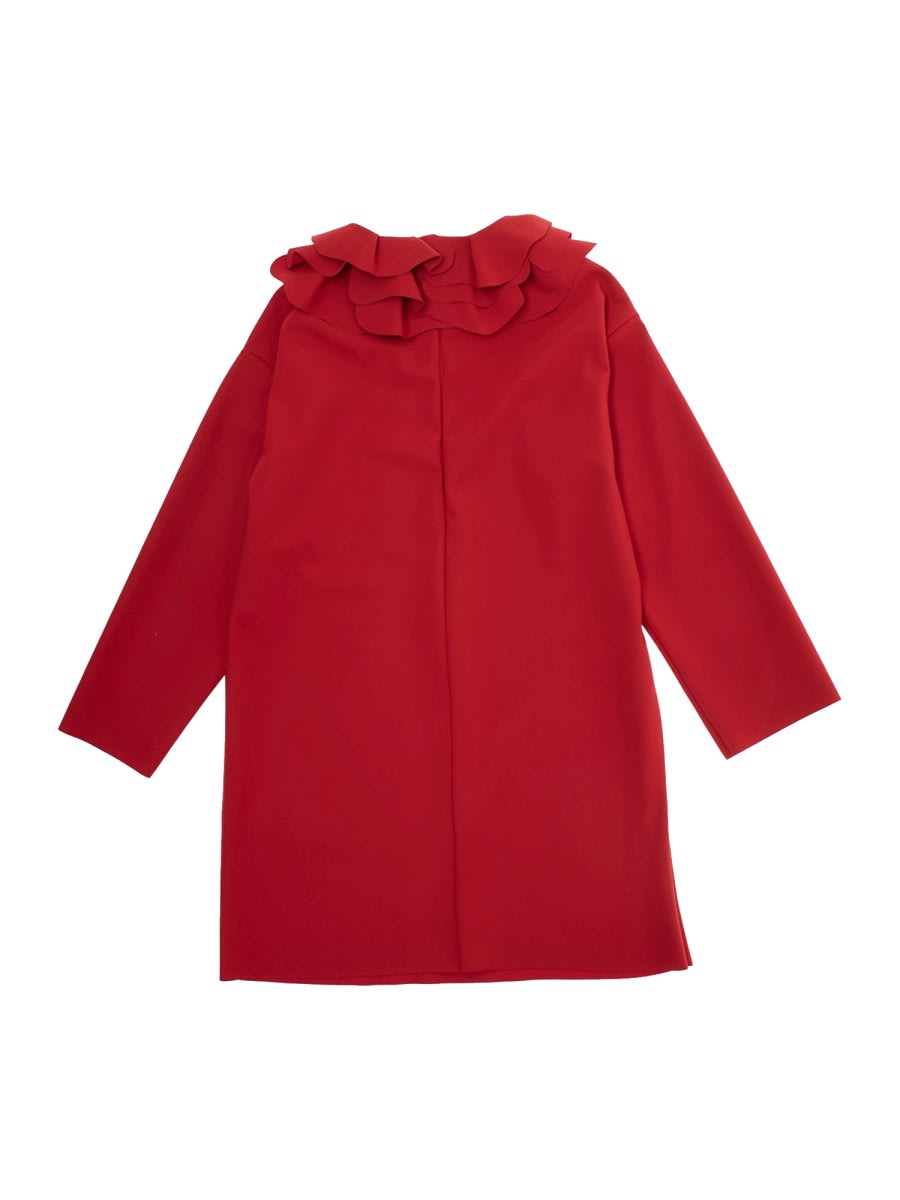 Il Gufo Ruffled Long-sleeve Dress In Red
