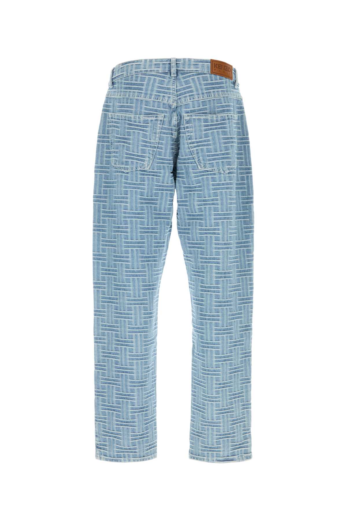Kenzo Weave Botan Loose Jeans In Bleachedbluedenim