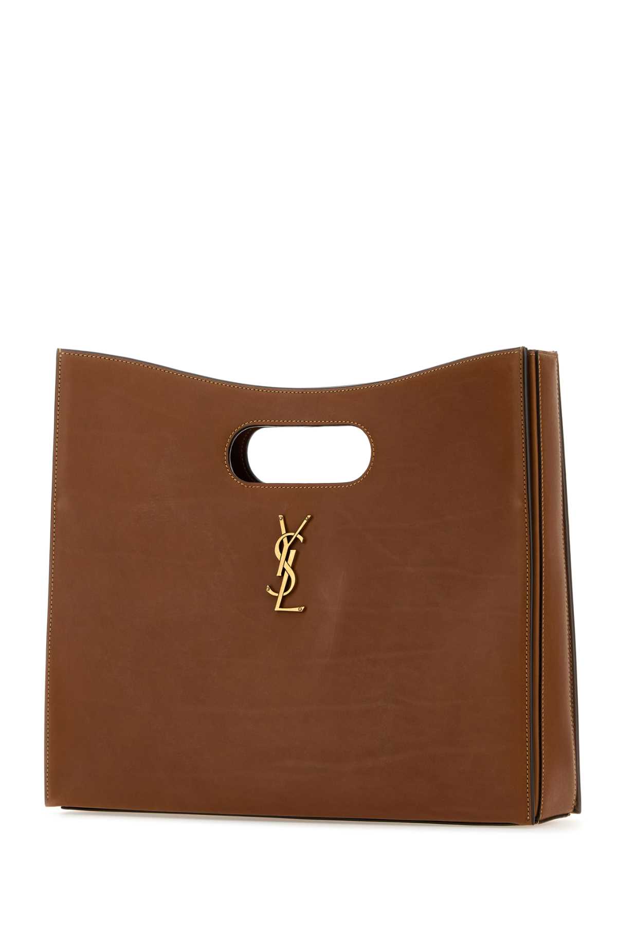 Shop Saint Laurent Caramel Leather Junon Handbag In Brickebonydk