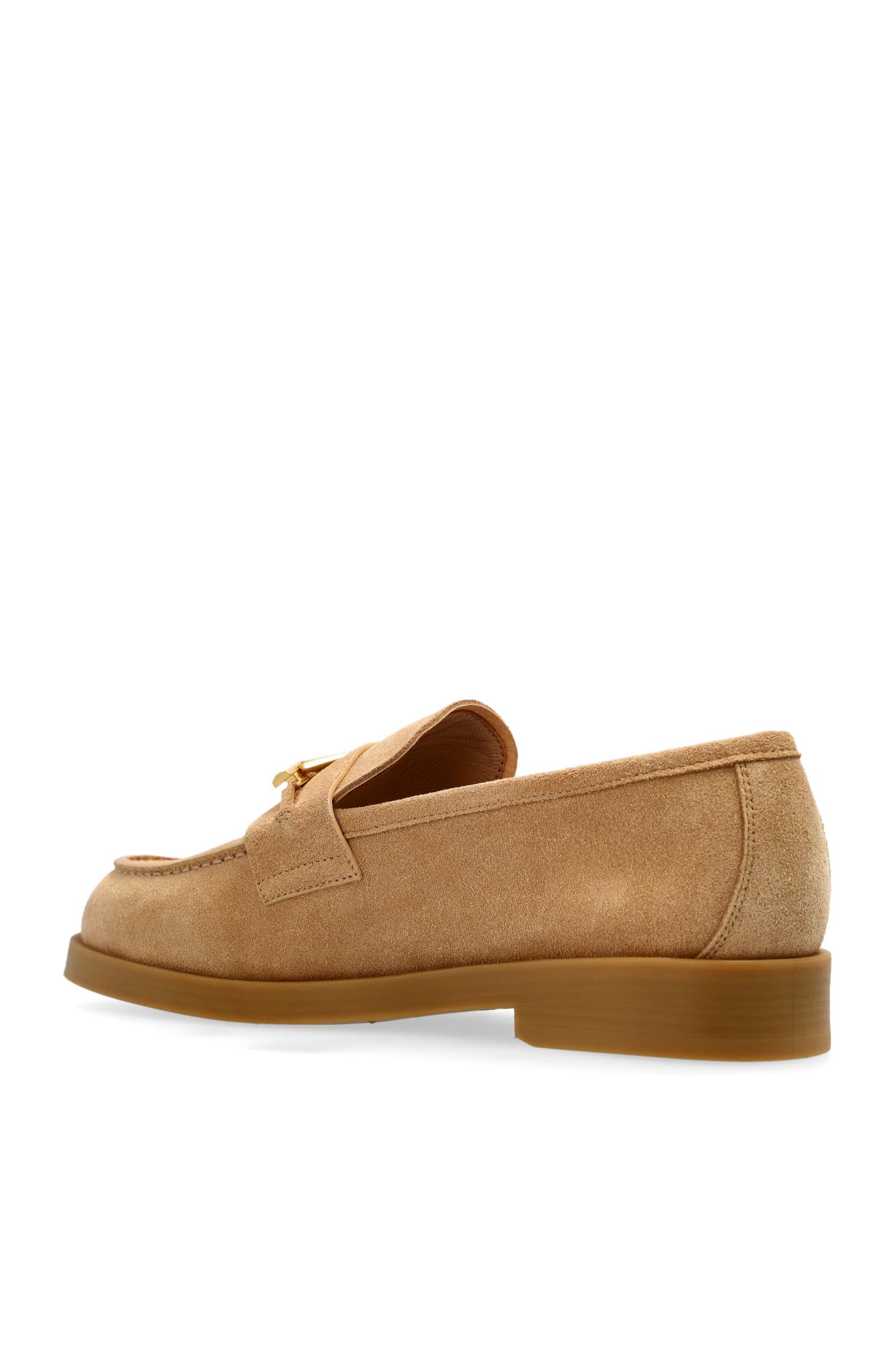 Jimmy Choo Maddie Diamond Suede Loafers In Biscuit