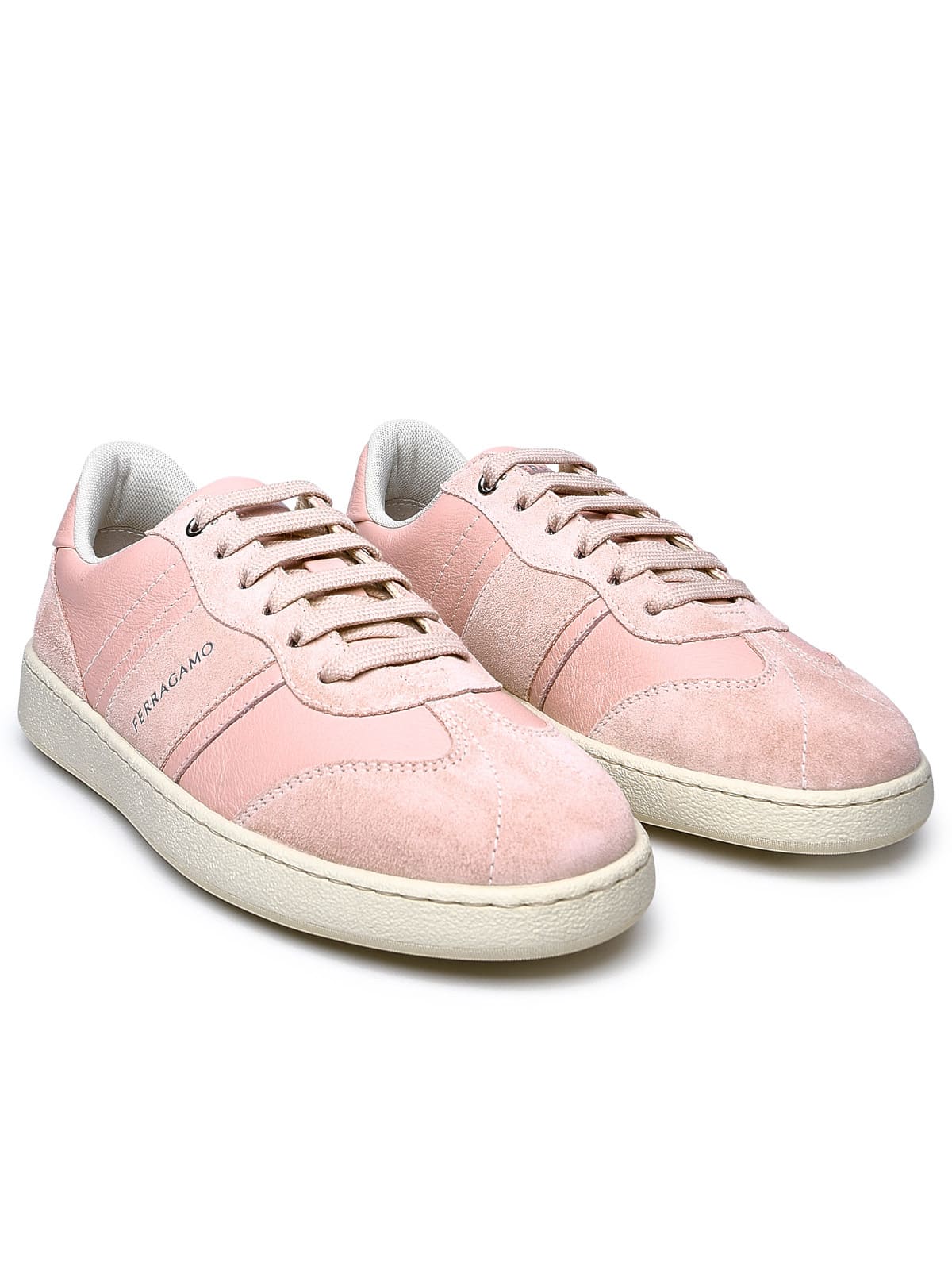 Shop Ferragamo Pink Leather Sneakers