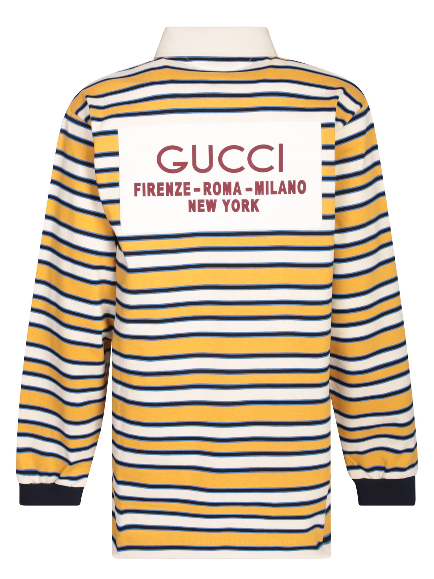 Shop Gucci Striped Multicolor Polo Shirt In Yellow