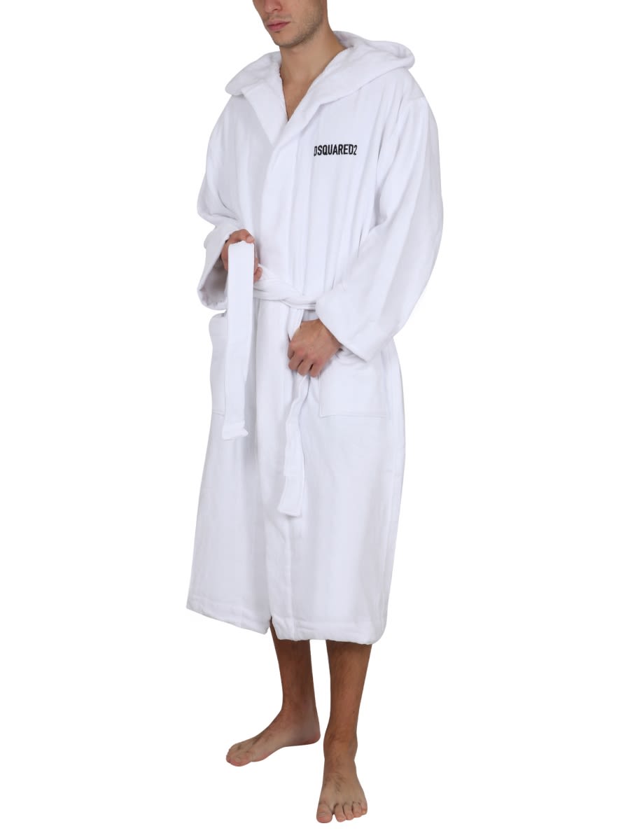 Shop Dsquared2 Bathrobe With Logo In White
