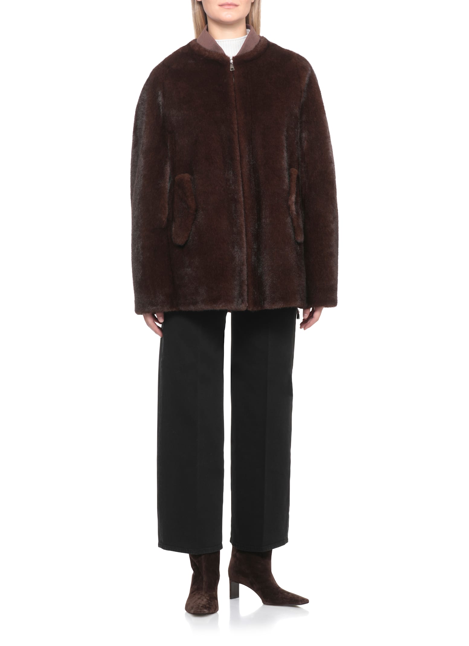 Valentini 1972 Synthetic Fur Coat In Brown