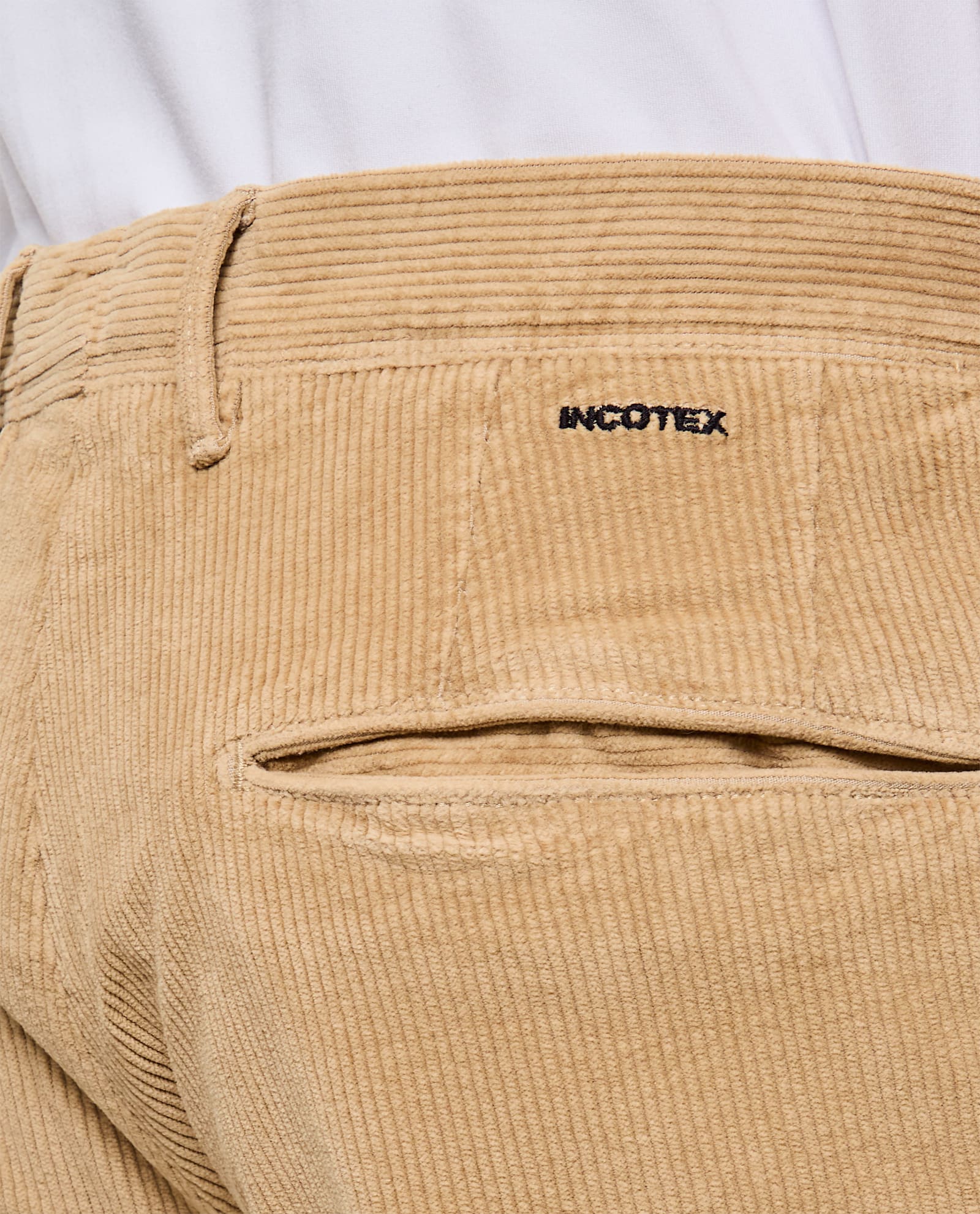 Shop Incotex Velvet Trousers In Beige