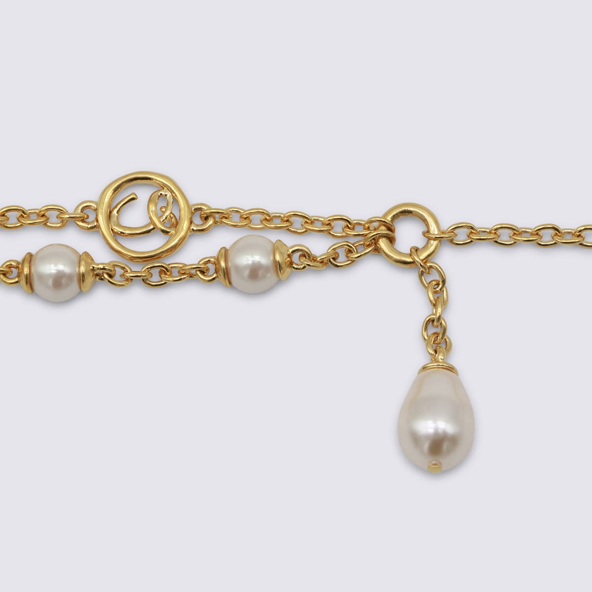 Chloé Adjustable Pearl Embellished Gold-tone Bracelets In Gold