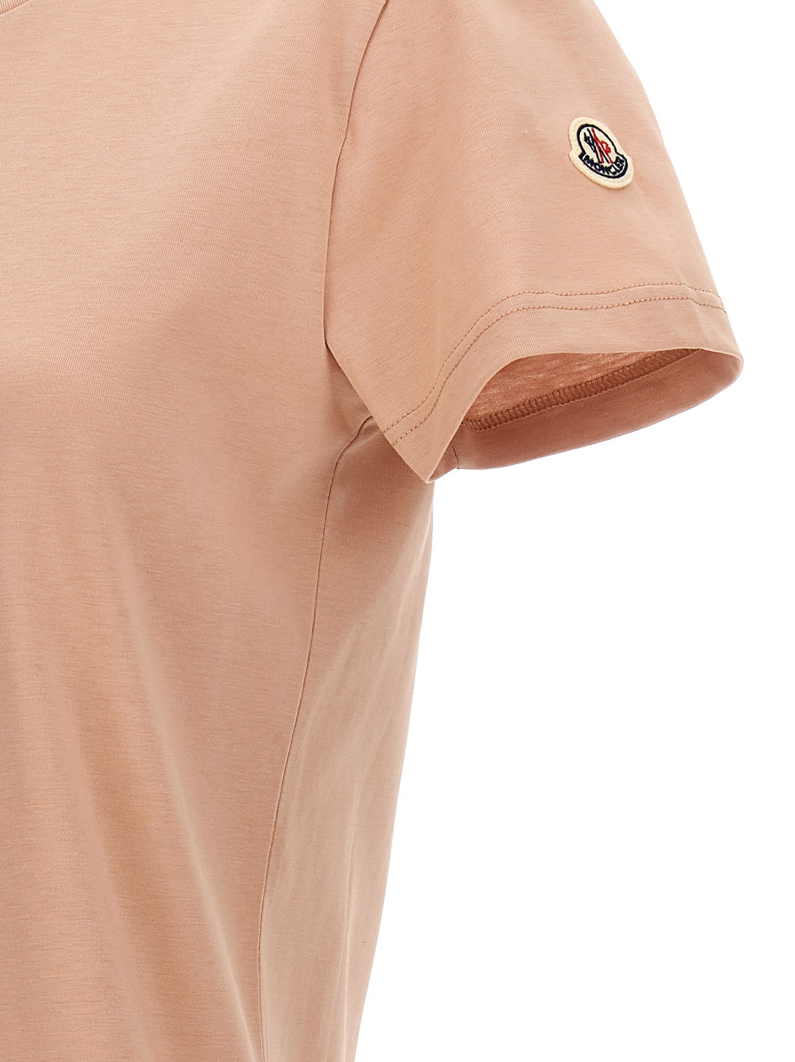 Moncler Logo Patch T-shirt Pink In Pink