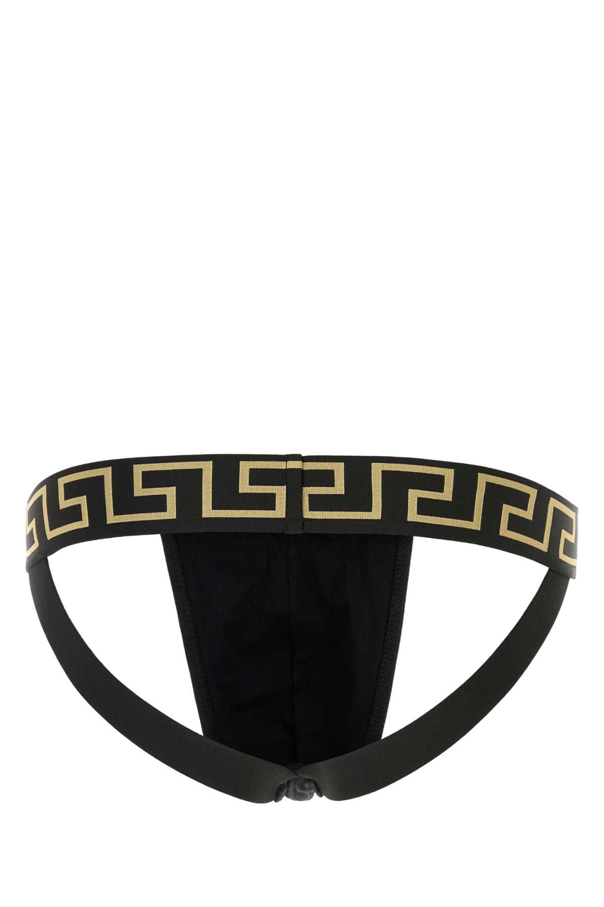 Versace Stretch-jersey-logo-riemen In Blackgoldgreekkey