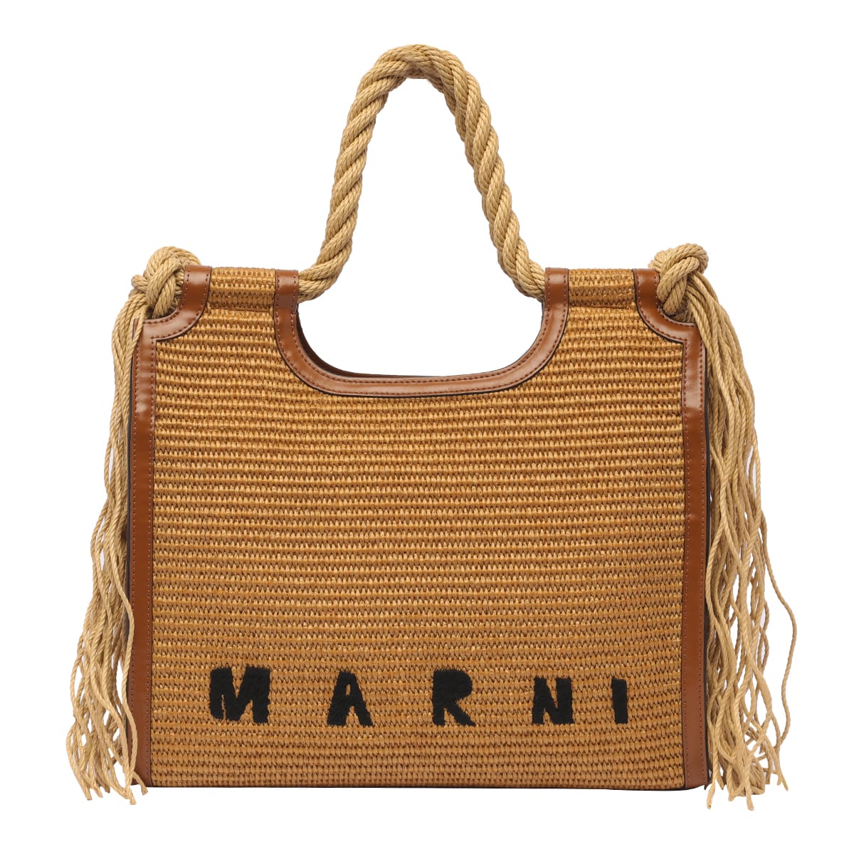 Marni Marcel Summer Logo Handbag In Neutro