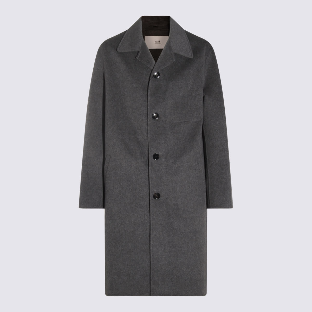Ami Alexandre Mattiussi Single-breasted Wool Knee-length Coat In Gray