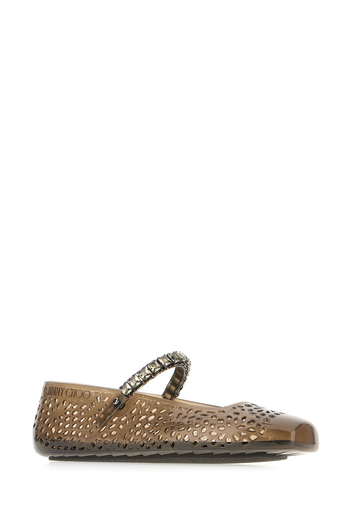 Jimmy Choo Crystal Embellished Cut-out Square Toe Ballerina Shoes In Black