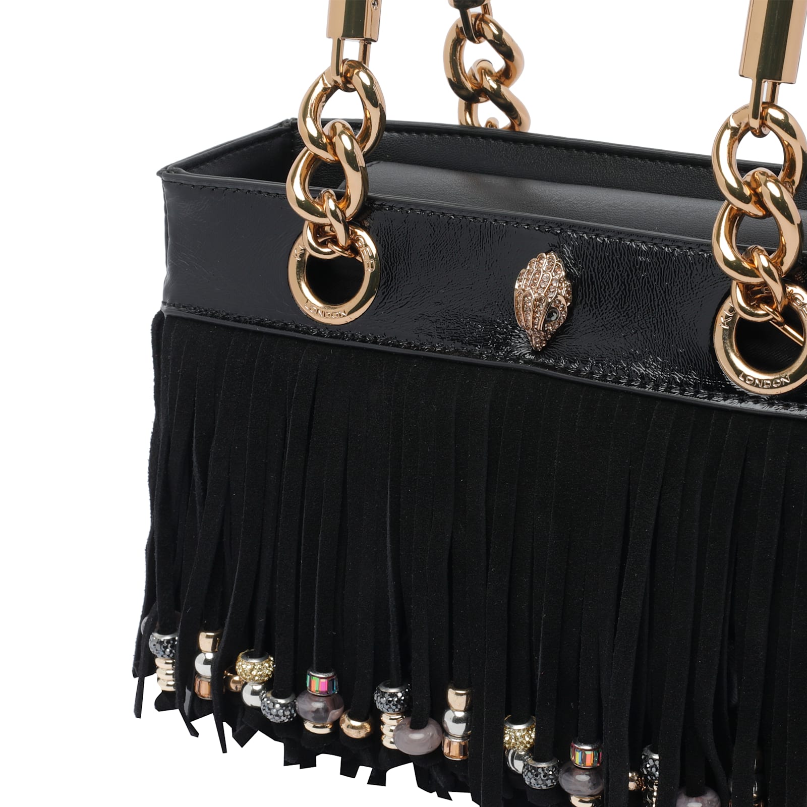 Kurt Geiger Fringe-embellished Chain-handle Tote Bag In Black