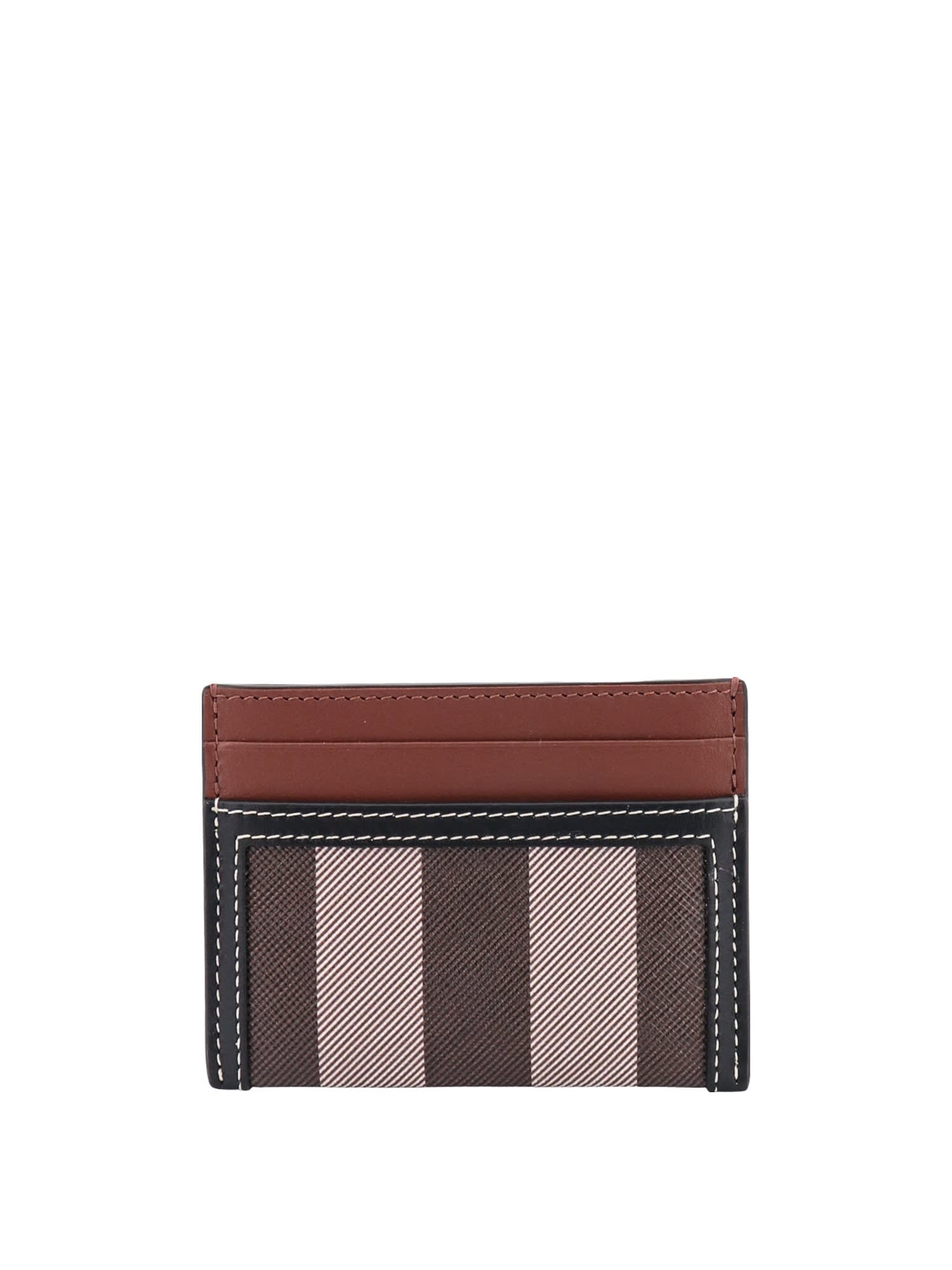 Burberry Check-print Faux-leather Card-holder In Brown