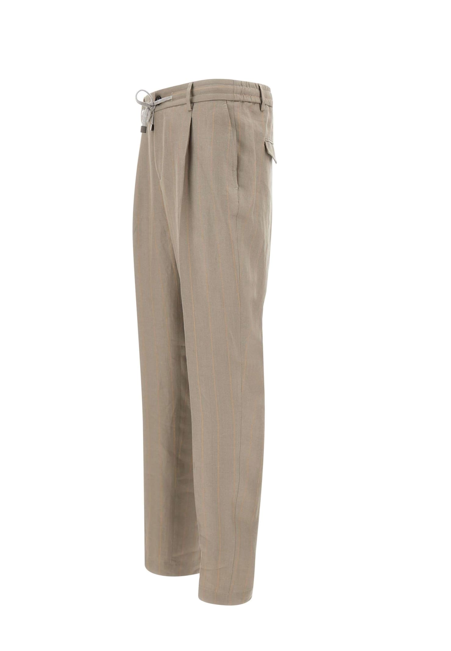 Shop Peserico Linen Trousers In Green