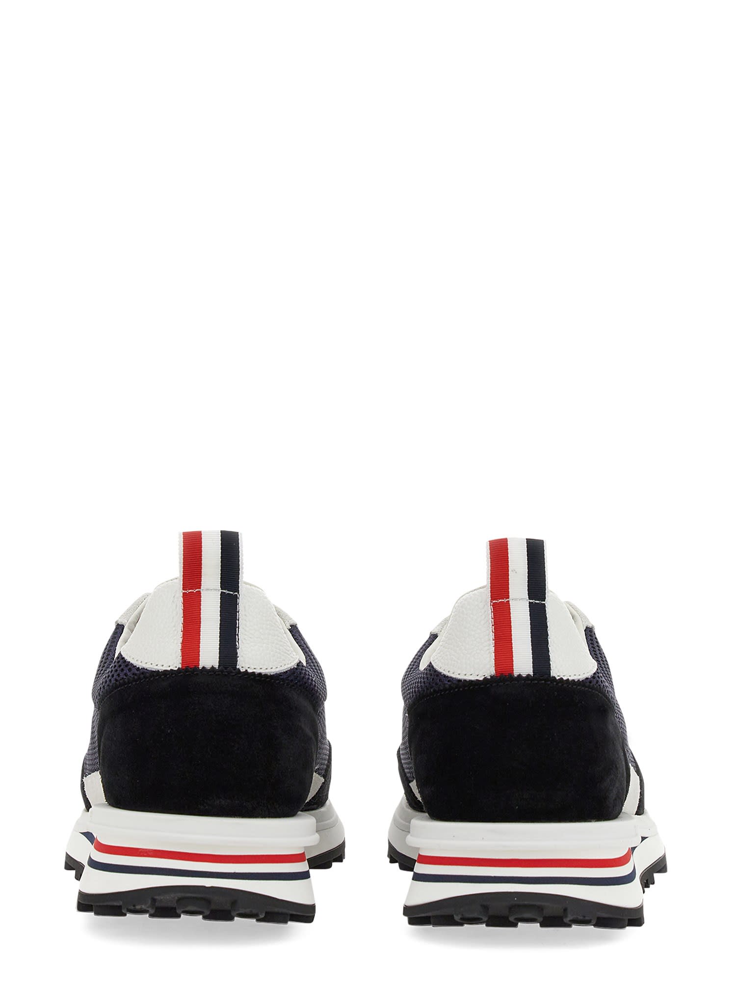 Thom Browne Sneakers Aus Mesh Und Veloursleder In Navy