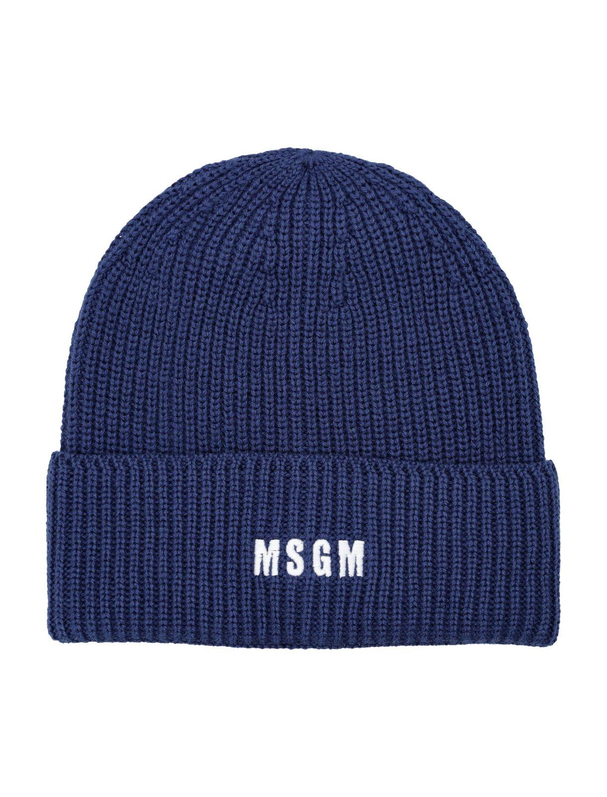 Logo Embroidered Knitted Beanie MSGM