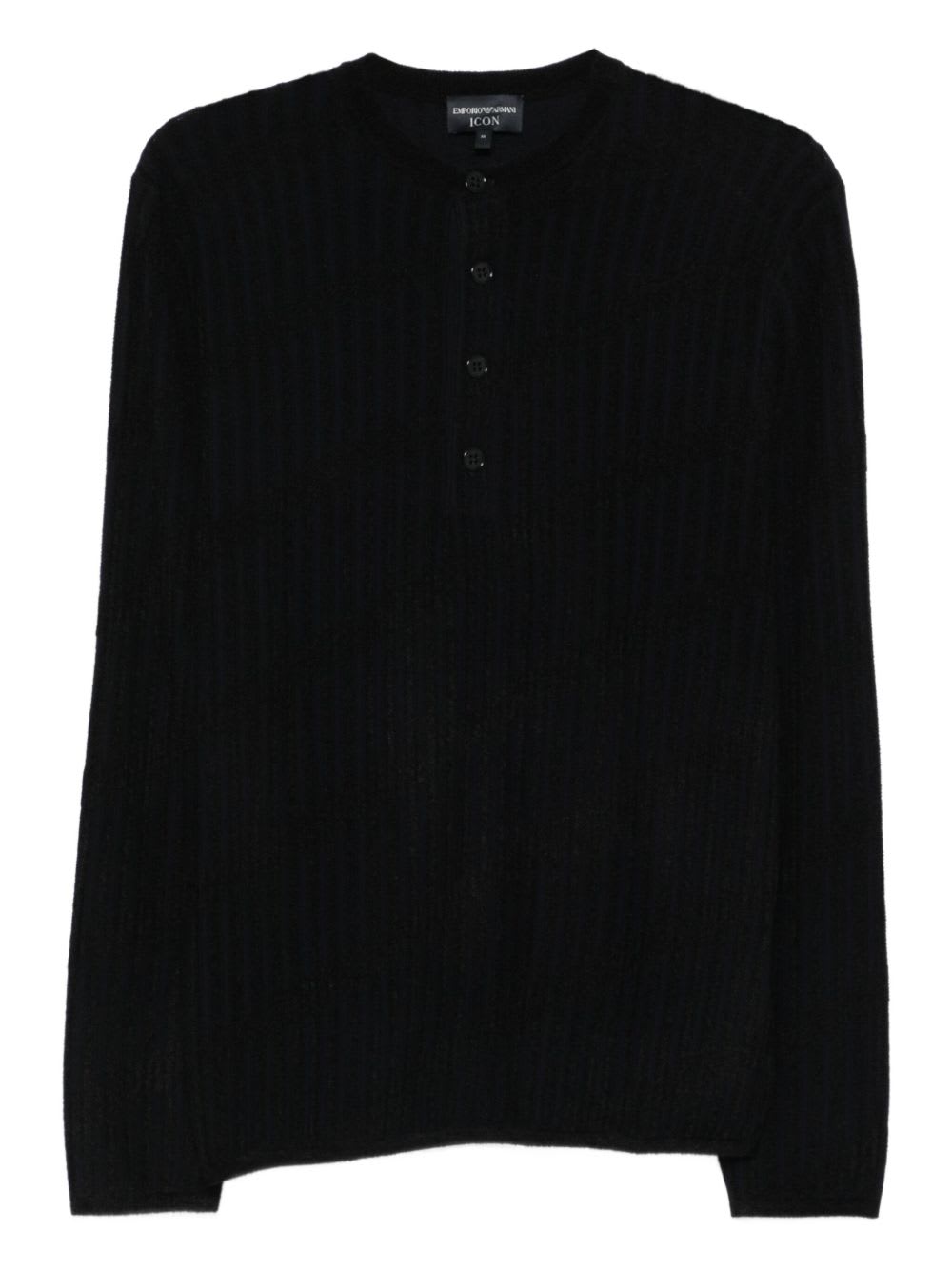 Emporio Armani Tonal Diamond Wool Sweater In Black