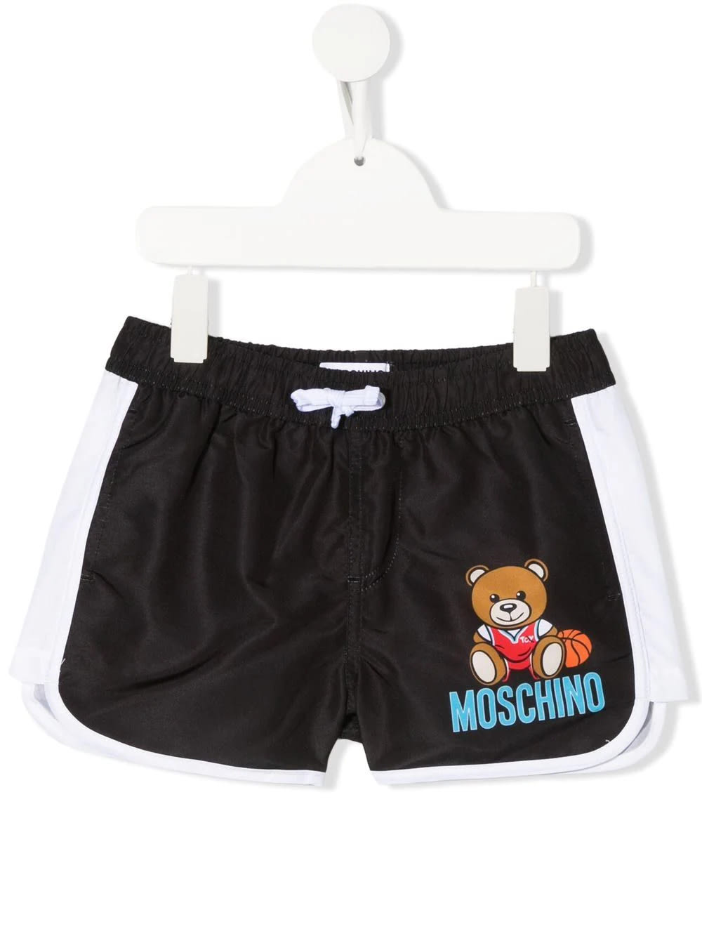 Moschino Kids Basketball Teddy Bear Black Swim Shorts