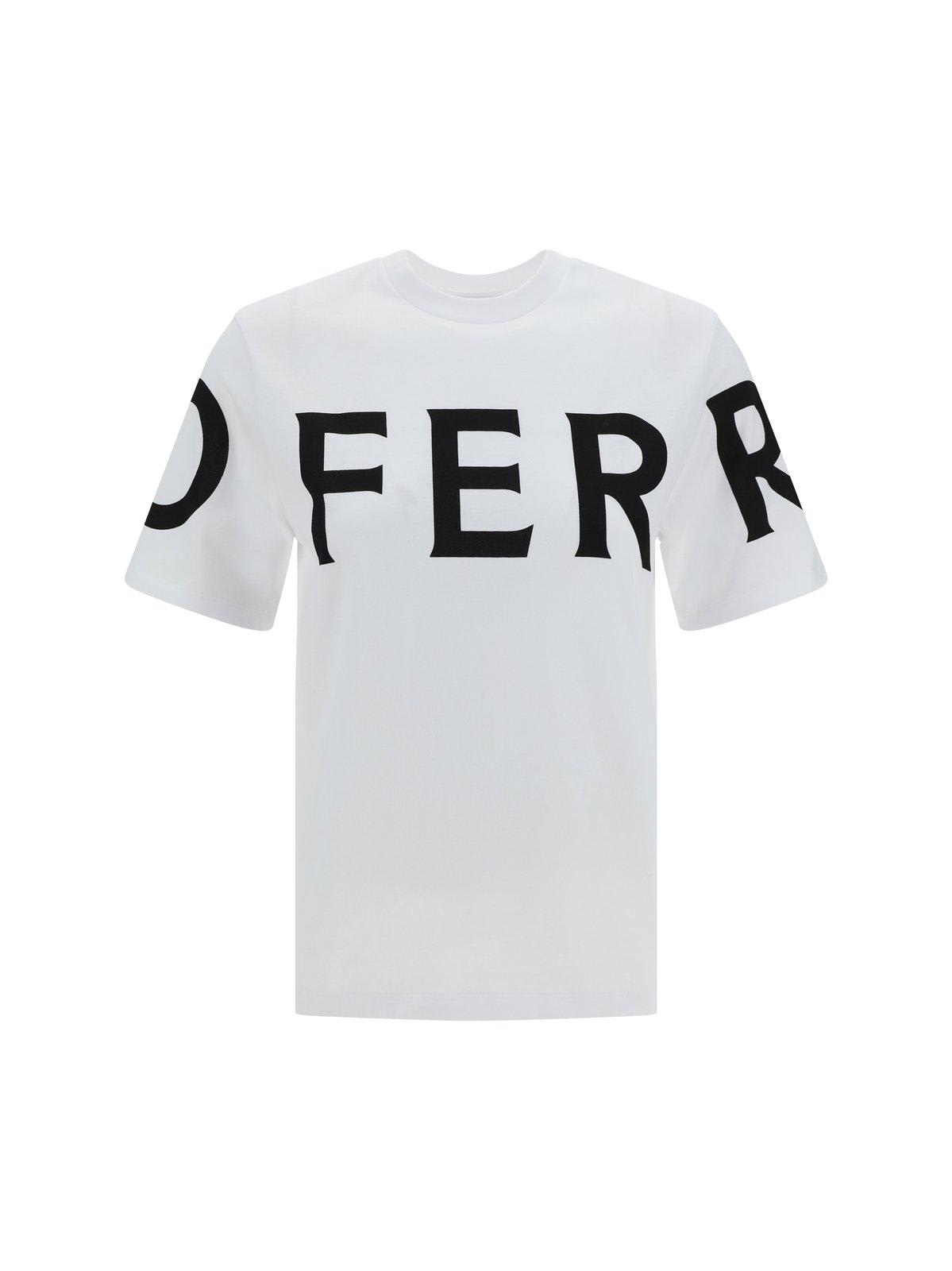 Shop Ferragamo Logo Printed Crewneck T-shirt In White