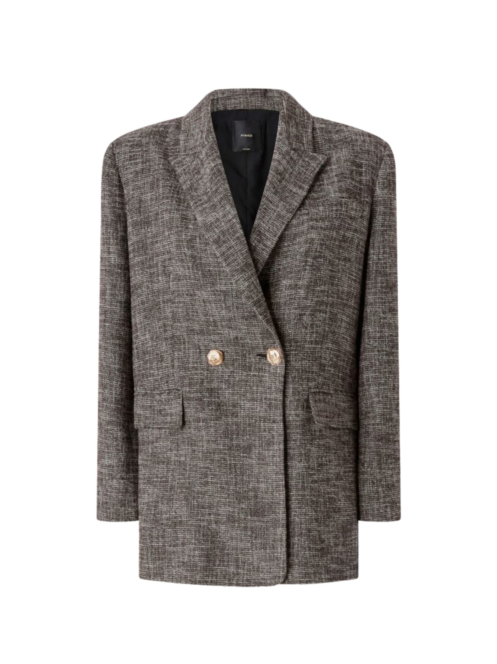Pinko Double-breasted Flannel Blazer In Gray