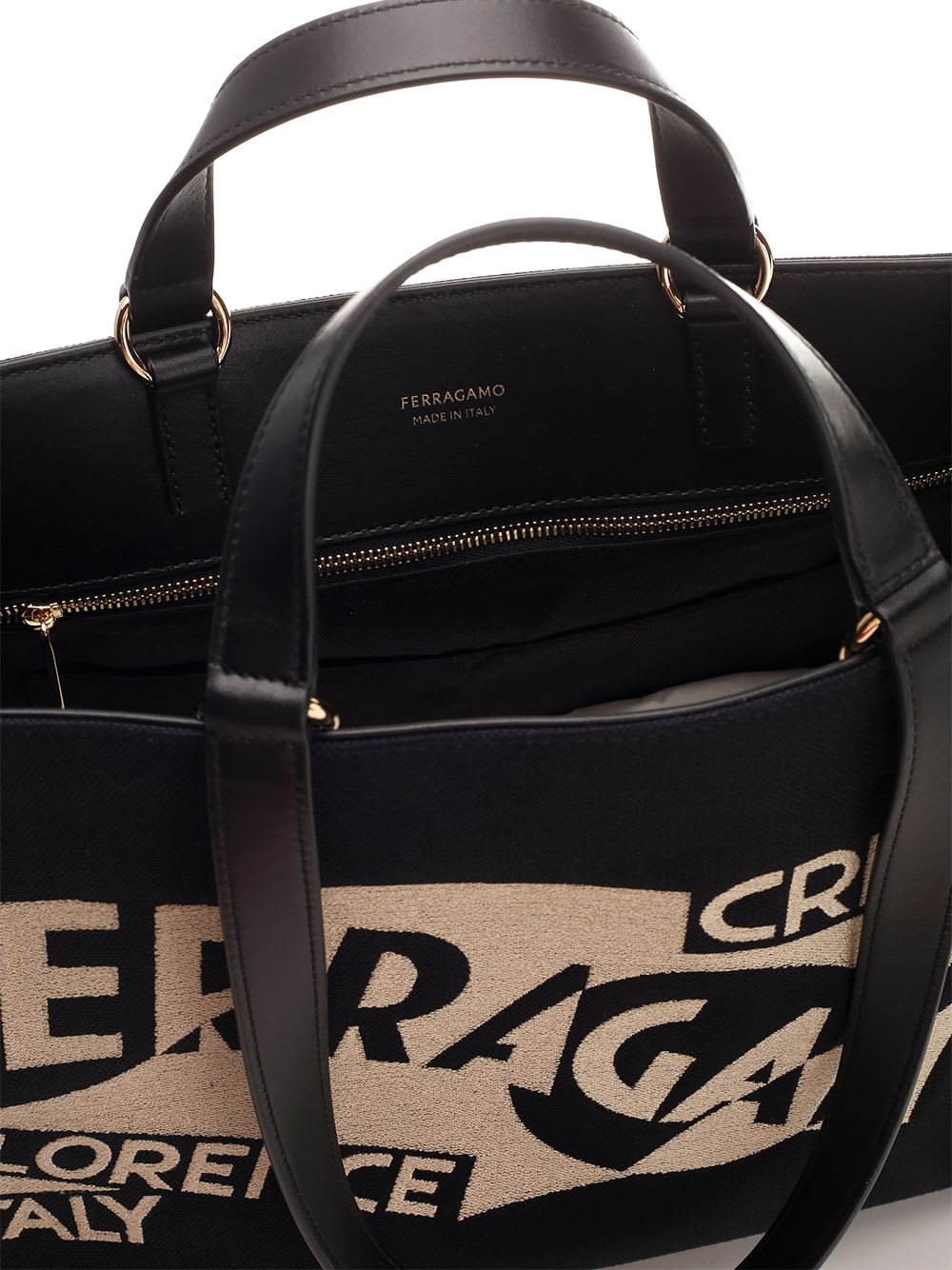 Shop Ferragamo Large Tote Bag With Logo In Black