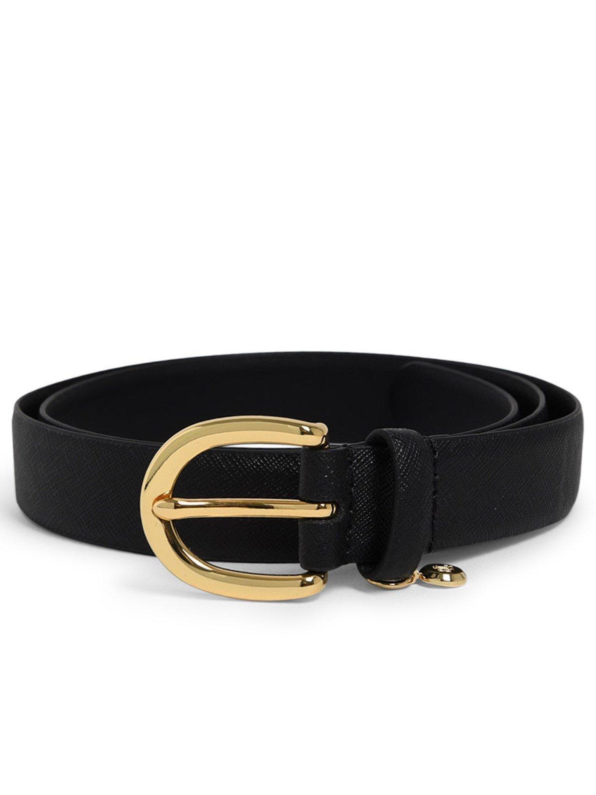 Shop Polo Ralph Lauren Logo Charm Belt In Black