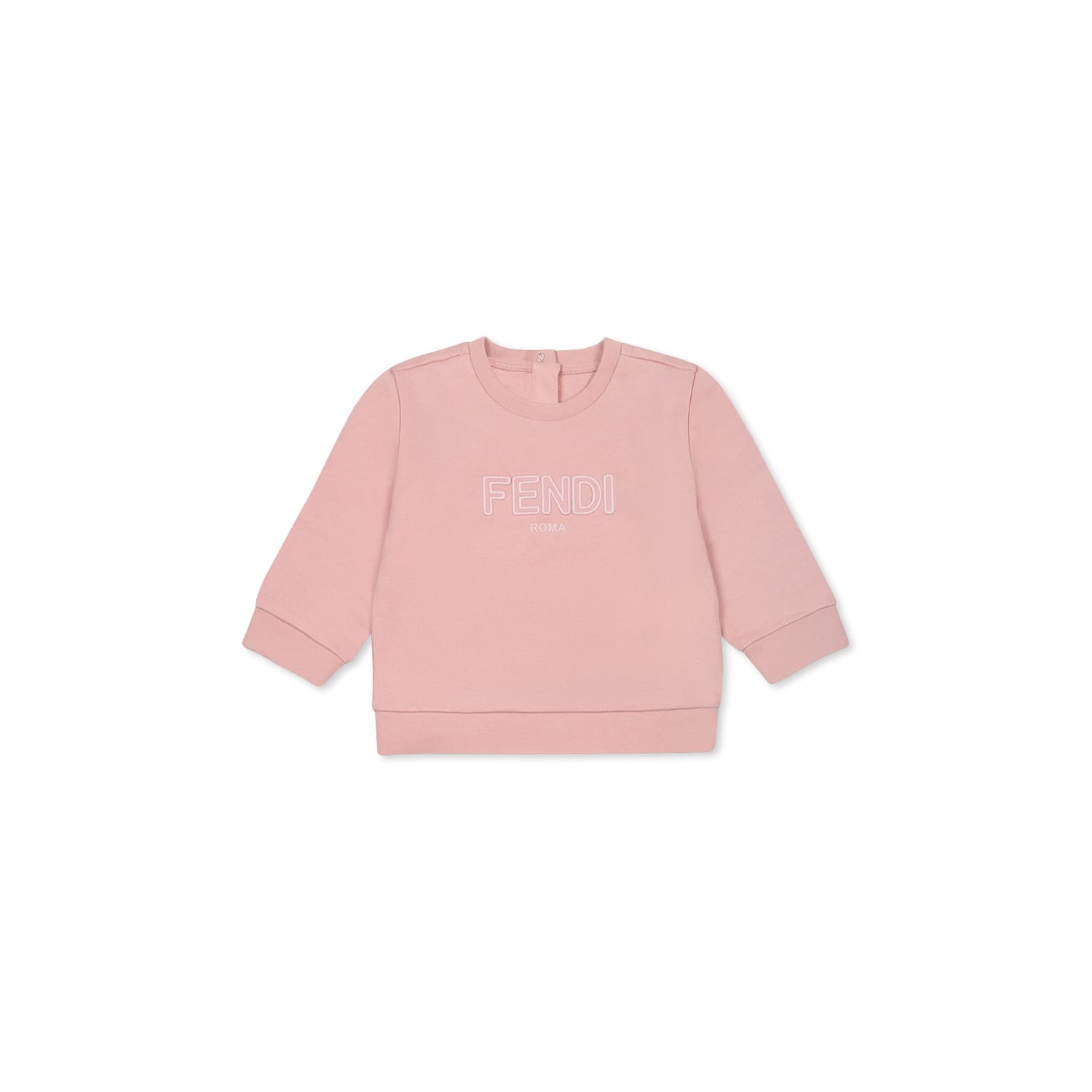 FENDI PINK SWEATSHIRT FOR BABY GIRL WITH LOGO