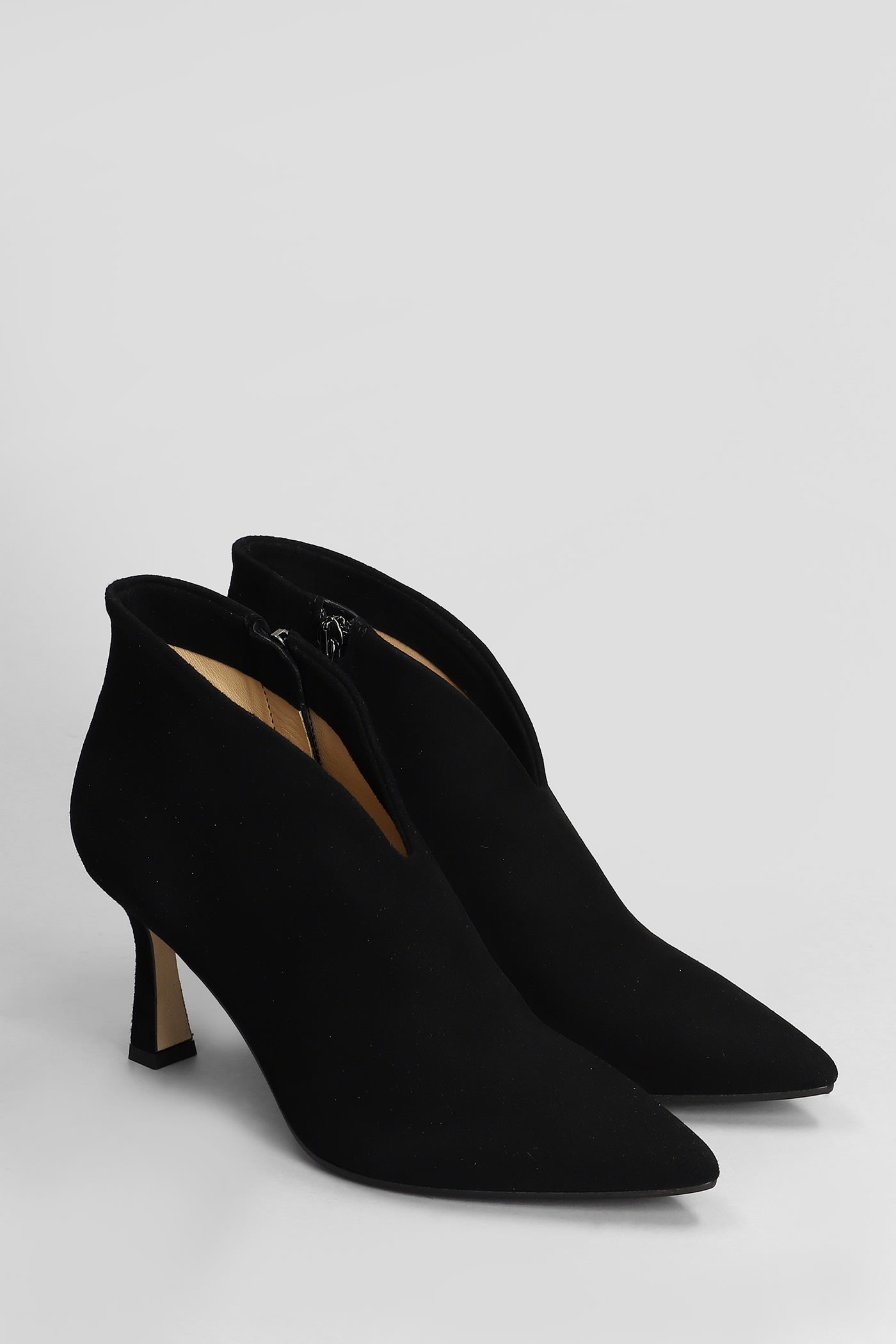 Shop Julie Dee High Heels Ankle Boots In Black Suede