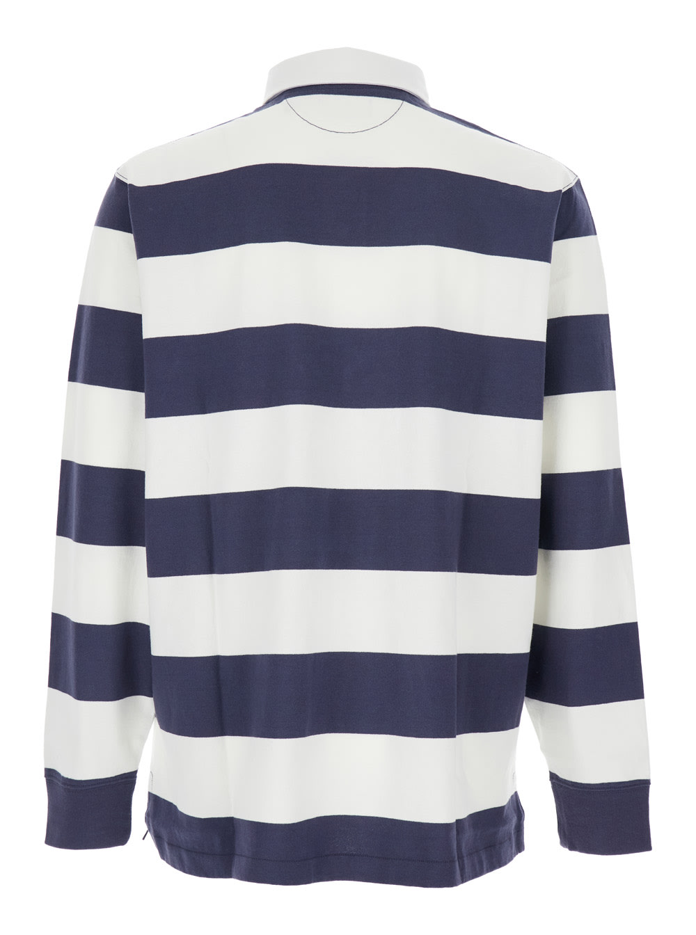 Polo Ralph Lauren Rugby Fit Blue And White Polo Shirt With Logo Embroidery On The Front And All-over Striped Motif In  In Blue
