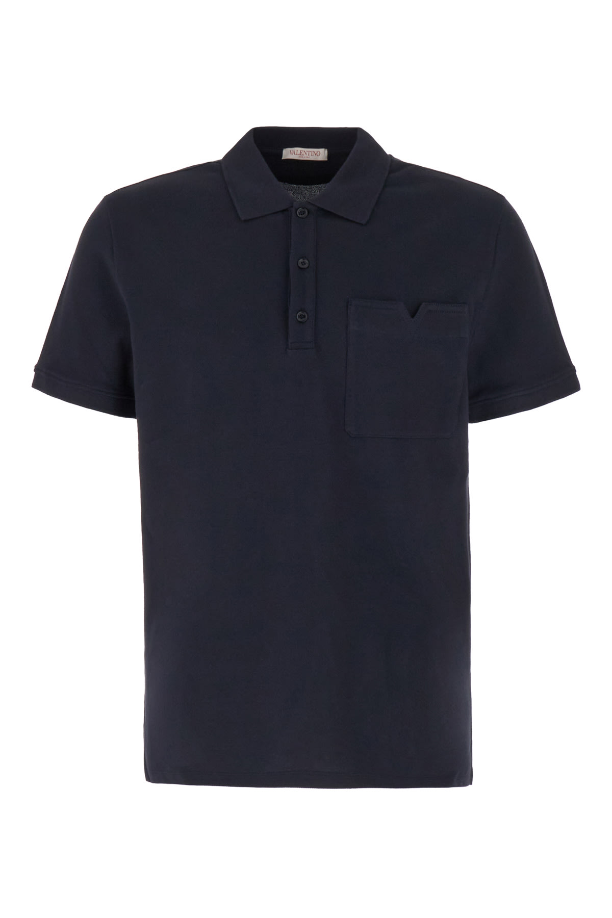 Valentino Navy Blue Piquet Polo Shirt In 598