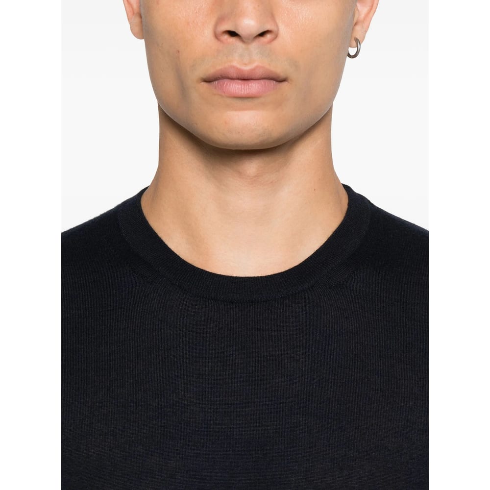 Fedeli Round-neck Long-sleeve Top In Black